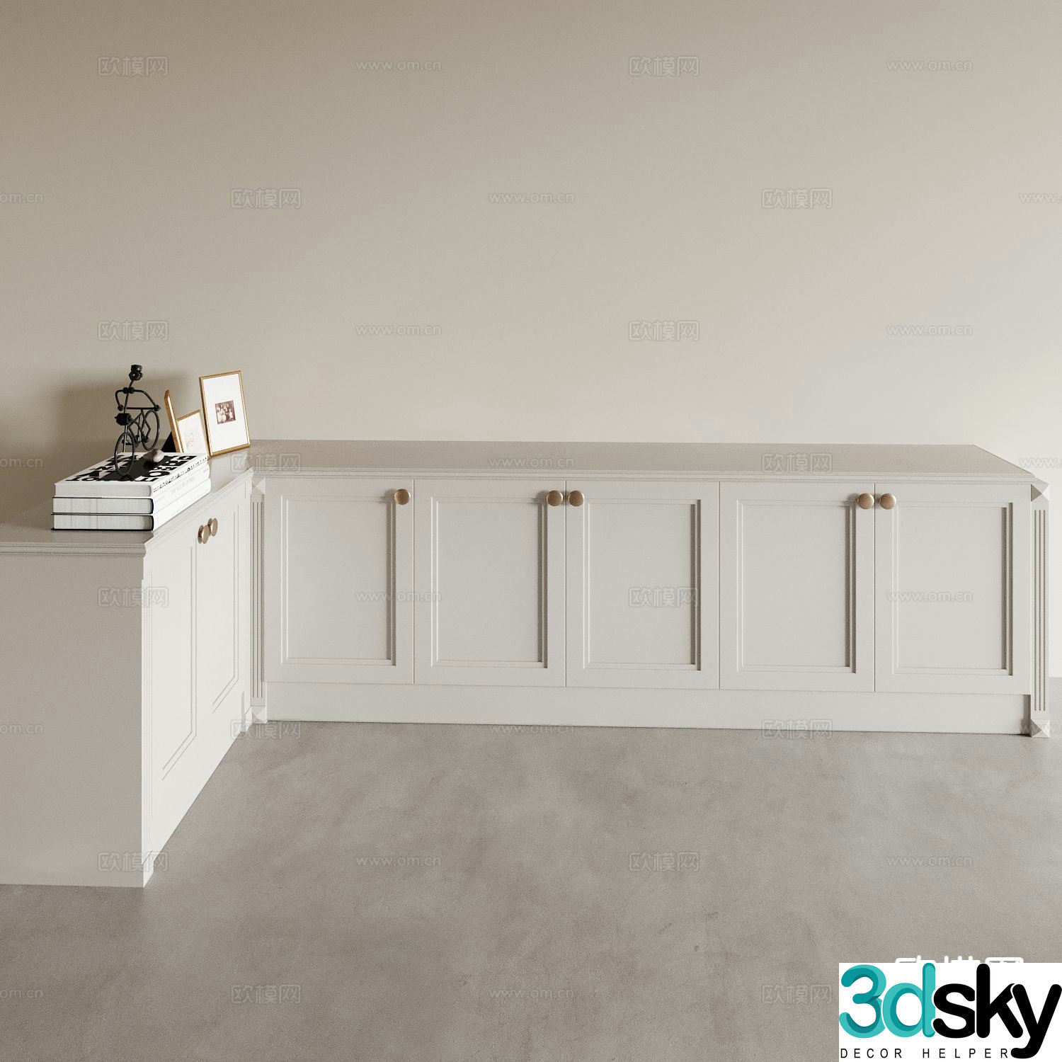 Simple European shoe cabinet wall cabinet 3D model