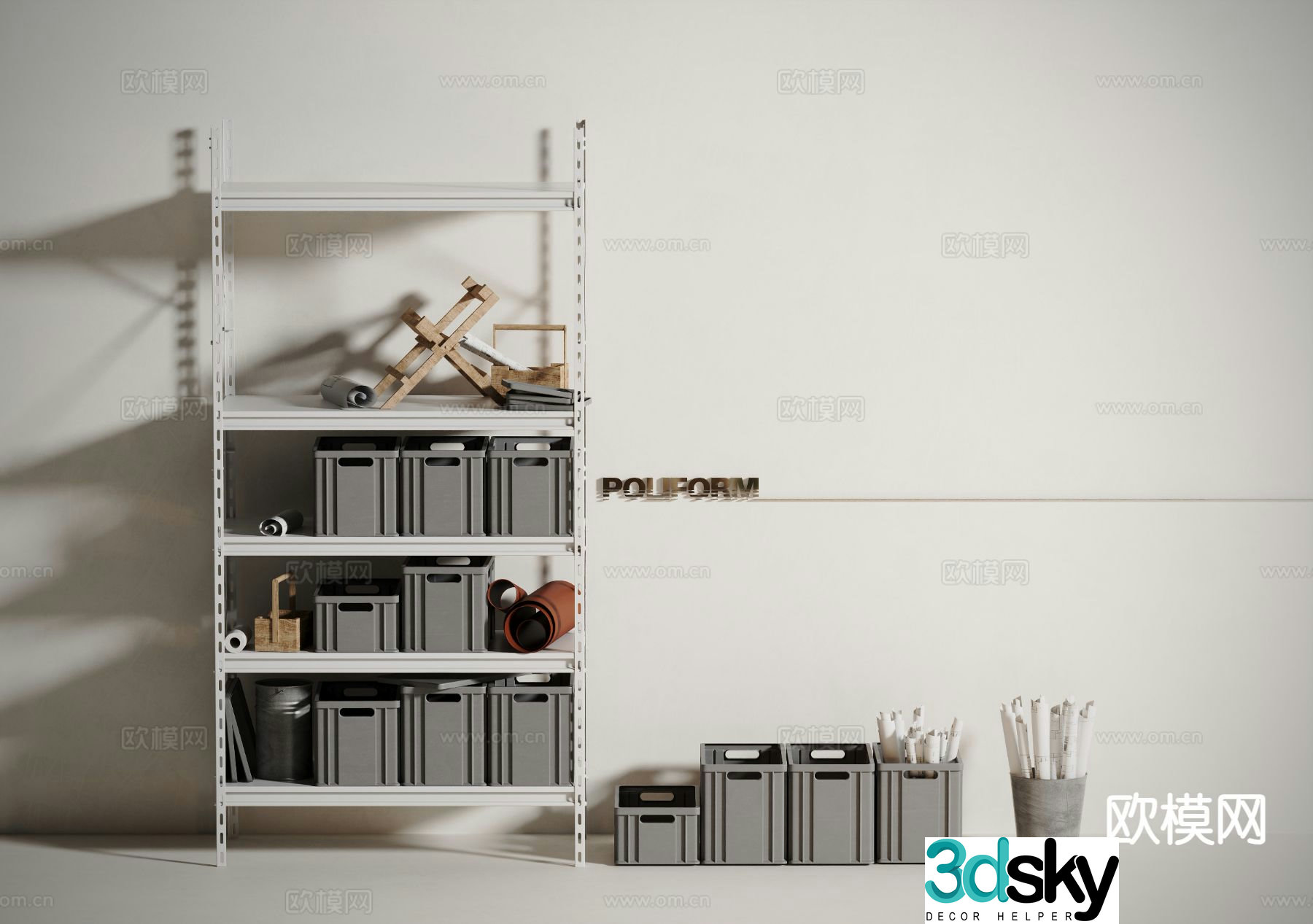 Modern storage rack cargo box shelf 3d model