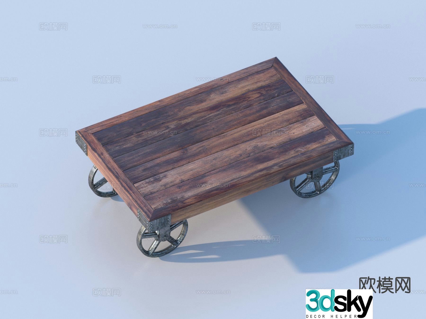Mobile table wooden table square table 3d model