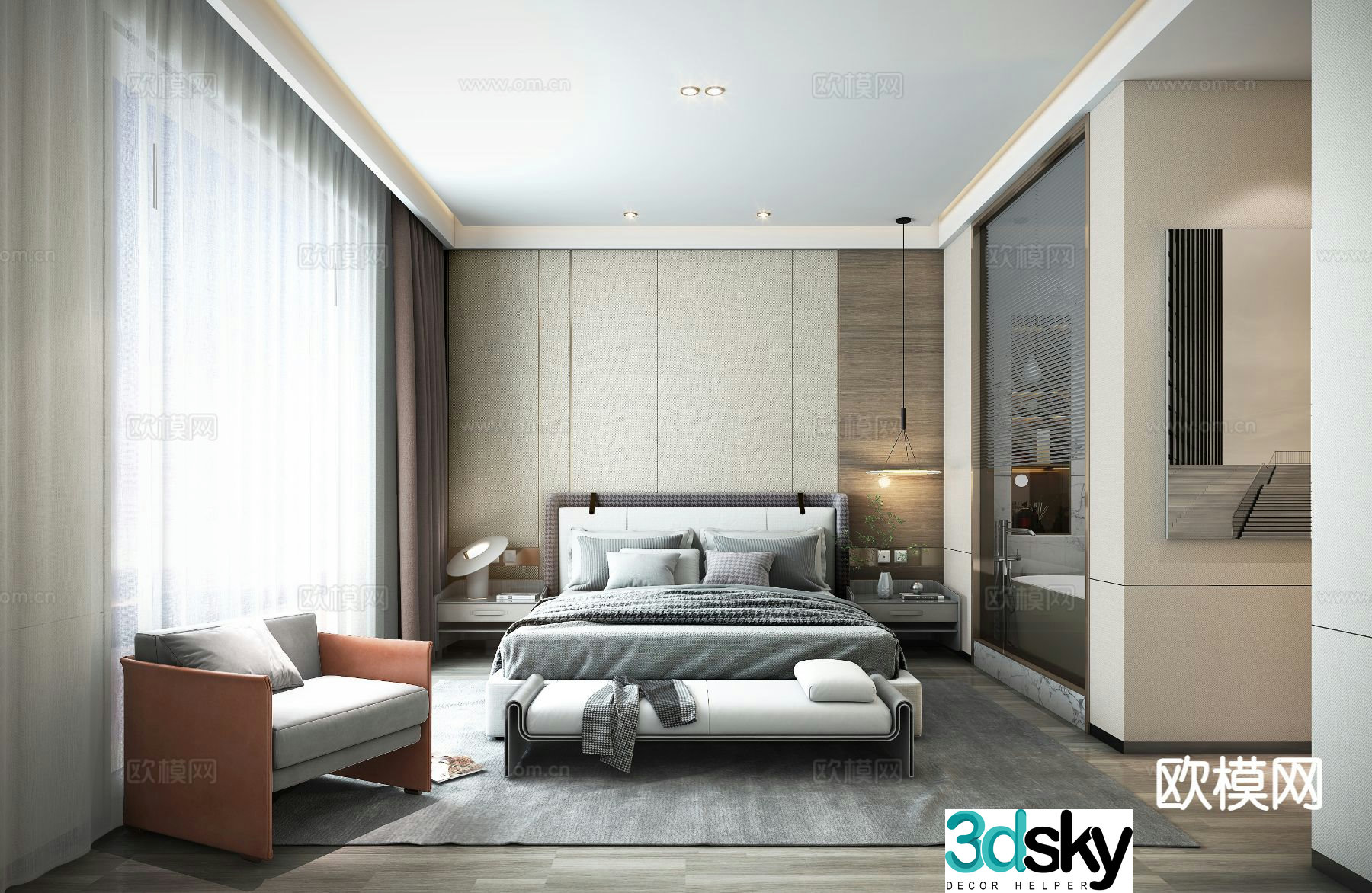 Modern bedroom master bedroom 3d model