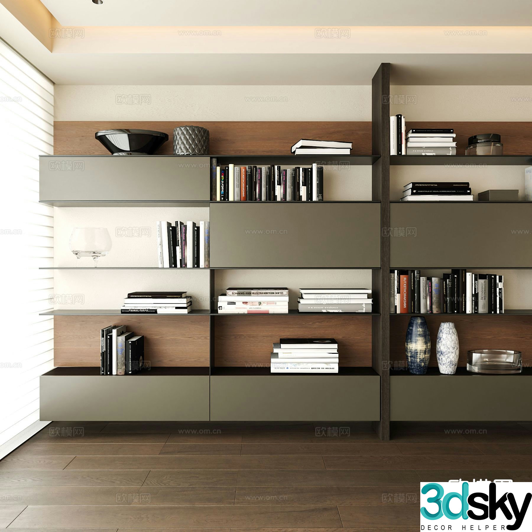 Modern bookcase bookshelf 3d model