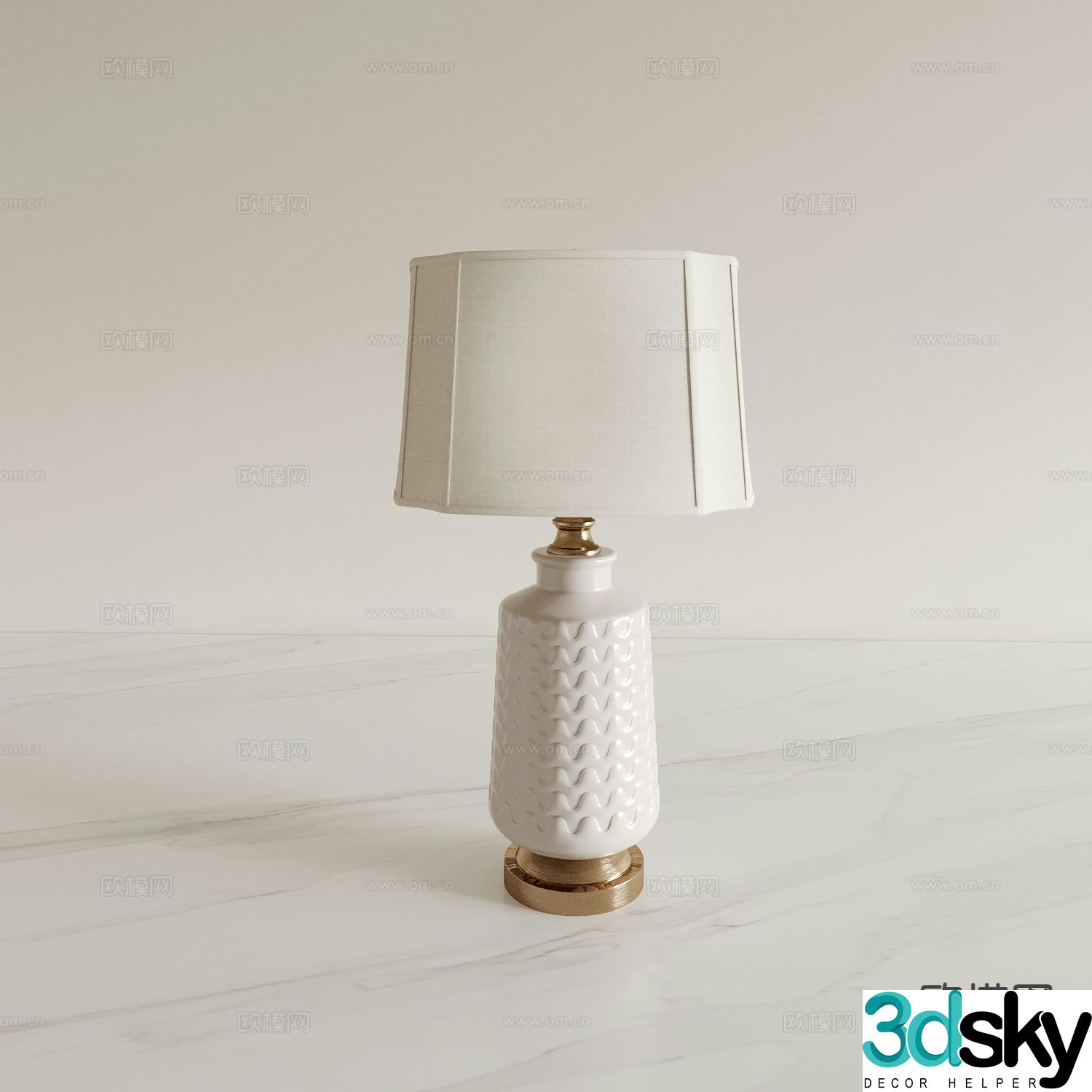 Cream style table lamp bedside table lamp 3d model