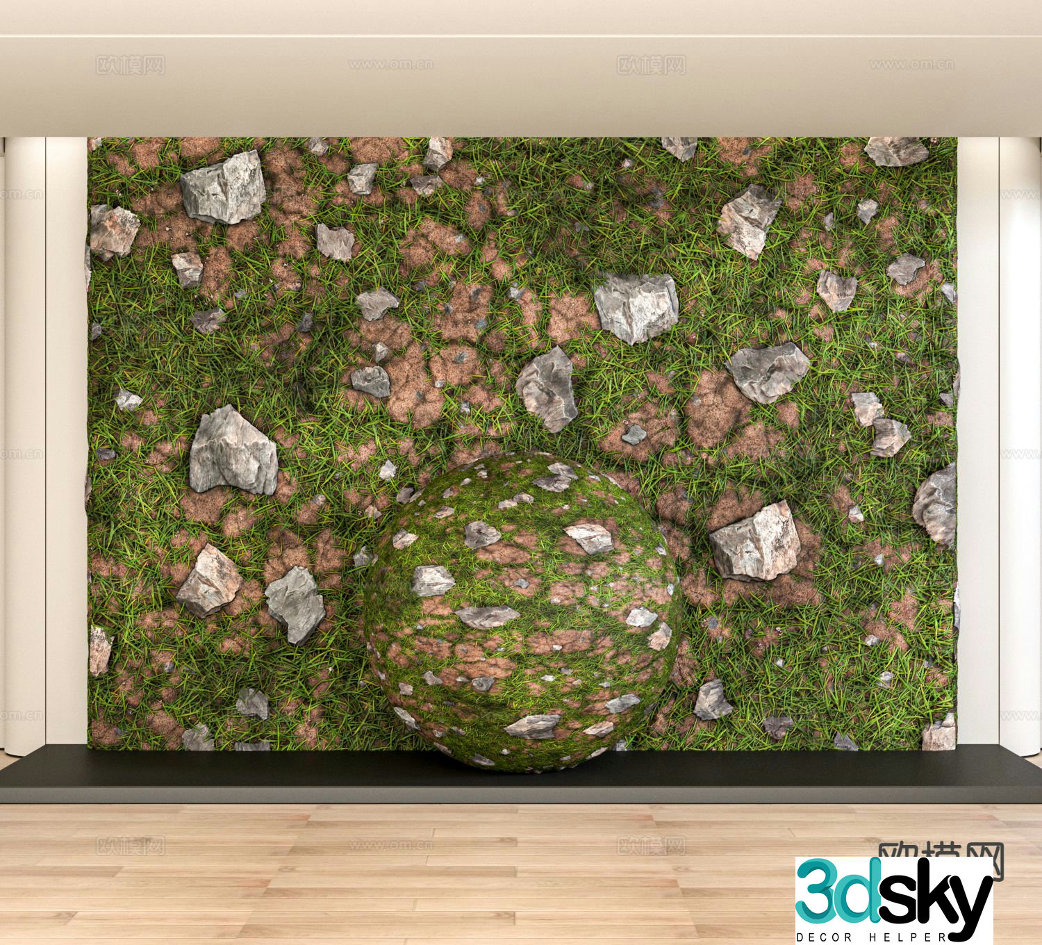 Modern lawn grass outdoor grass flowers and greenery 3d model