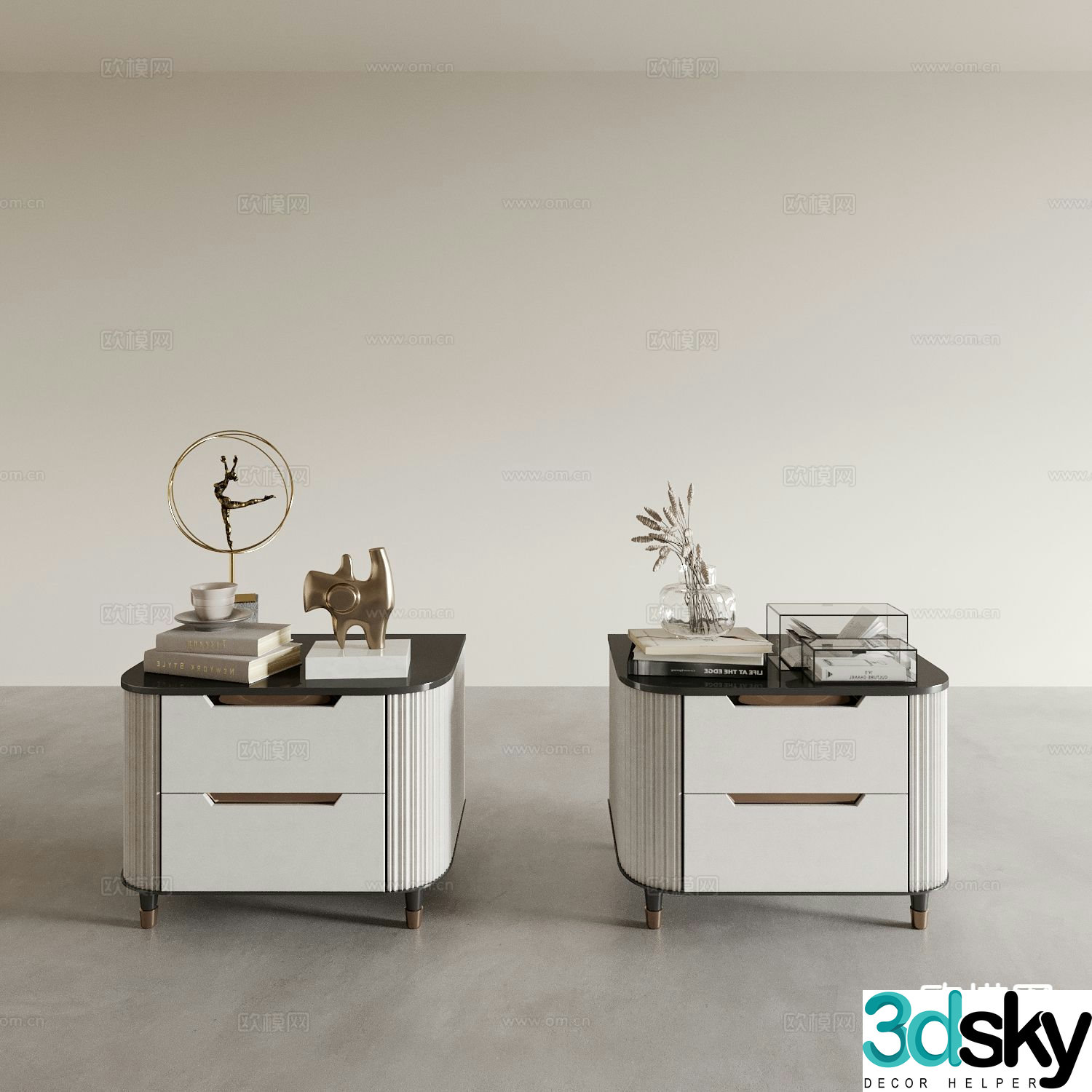Light luxury bedside table 3D model