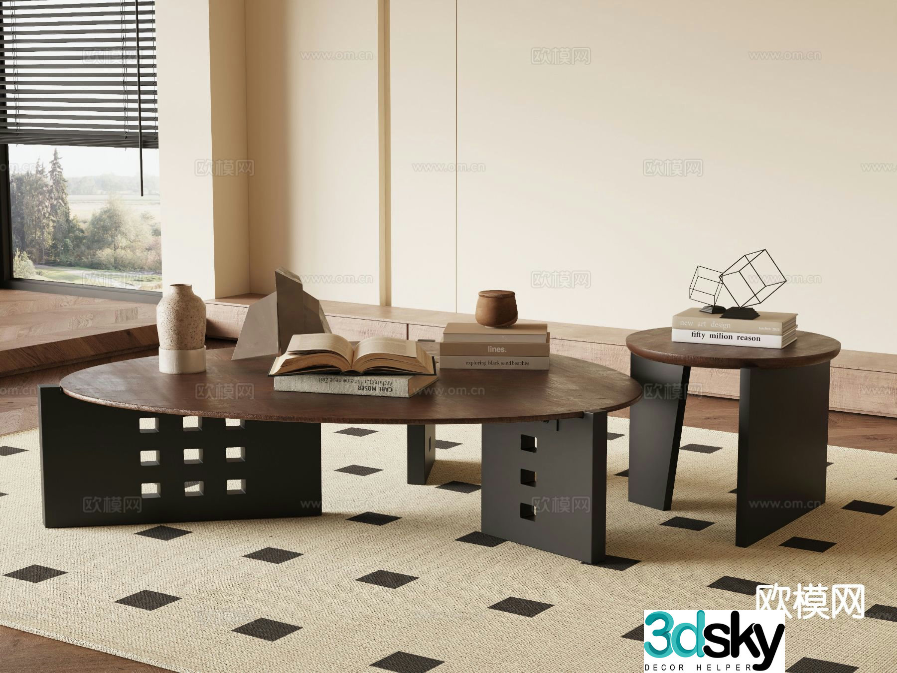 Medieval style coffee table mother-in-law coffee table 3d model