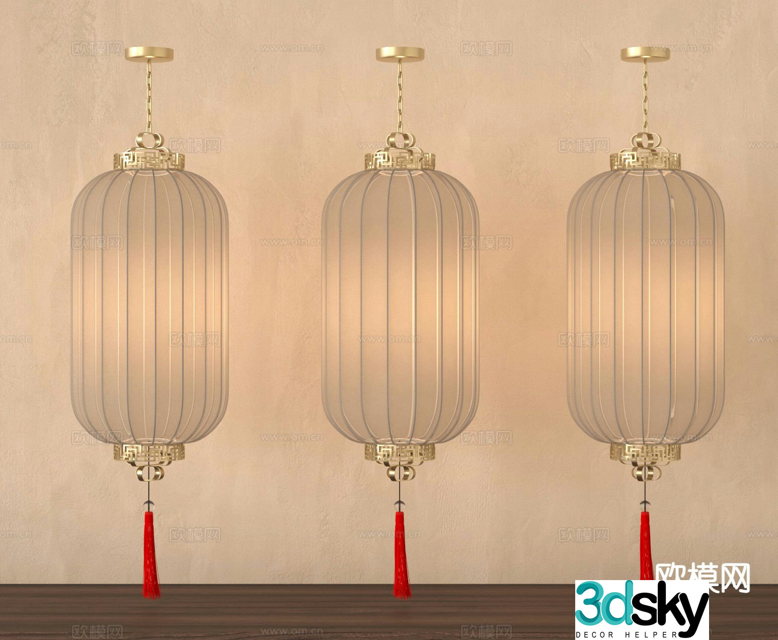 New Chinese style chandelier lantern chandelier 3d model