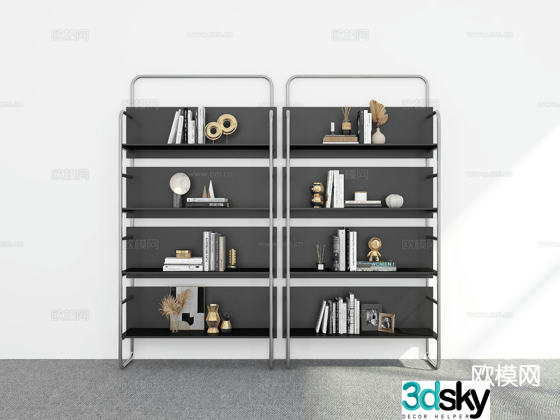 Modern bookcase bookshelf 3d model