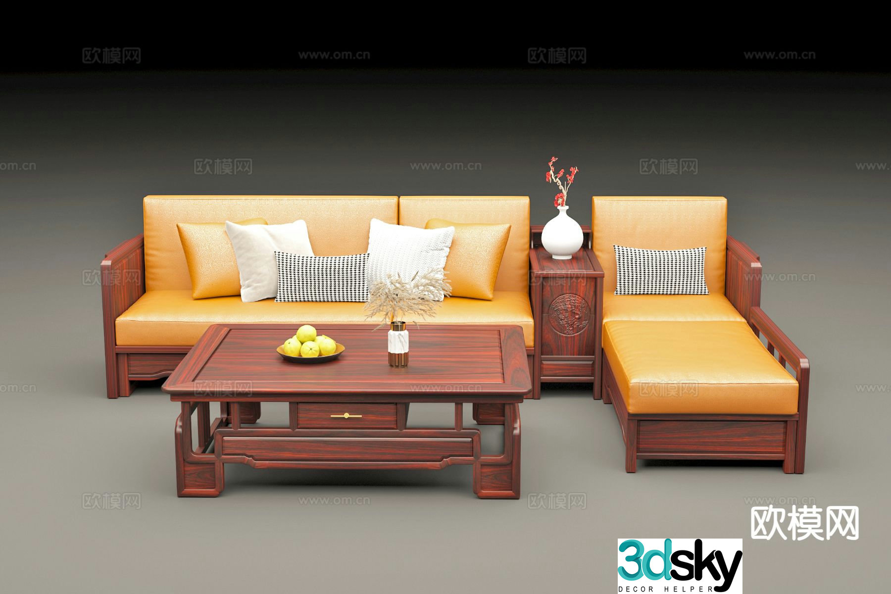 Neoclassical sofa modular sofa 3d model