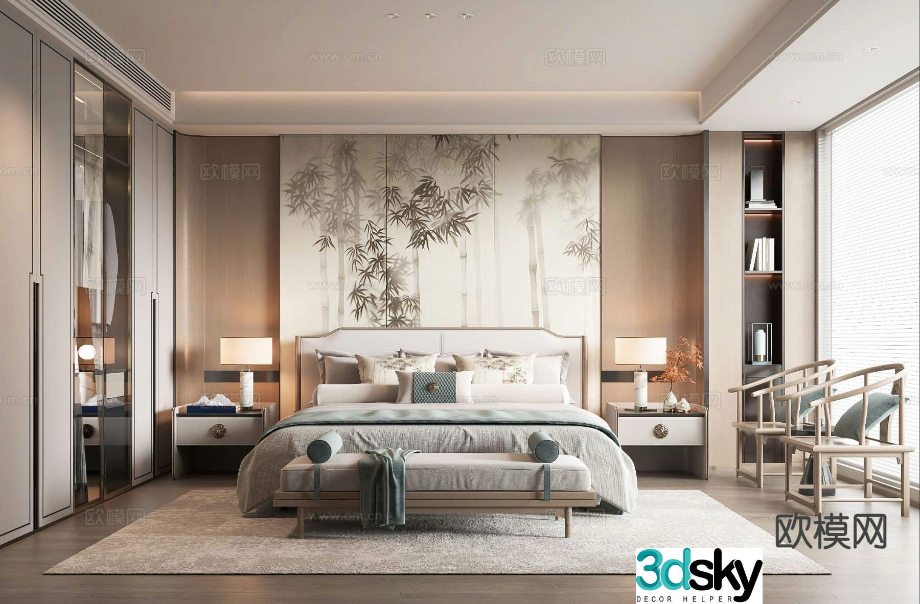 New Chinese style bedroom master bedroom 3d model