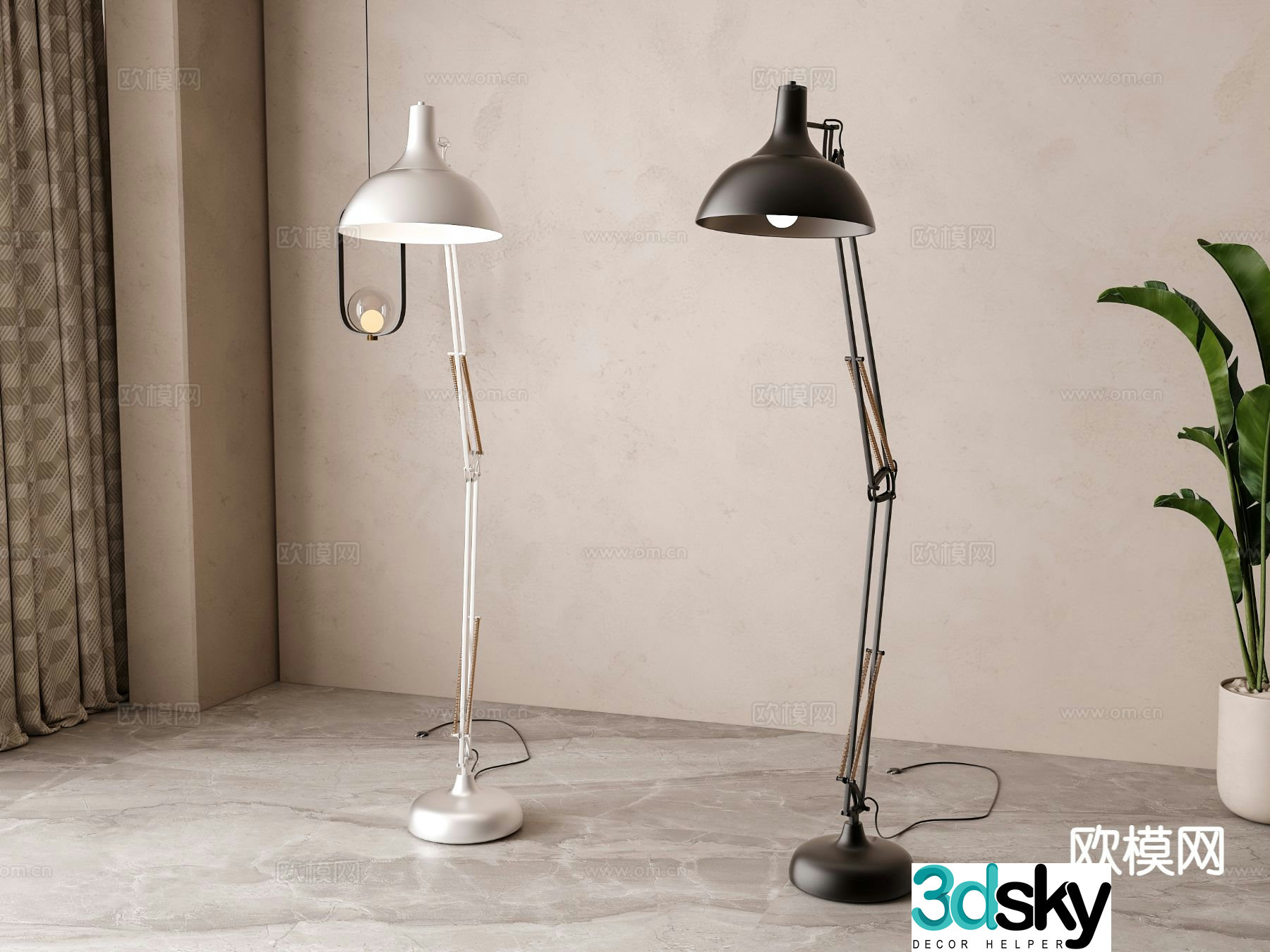 Modern metal floor lamp 3d model