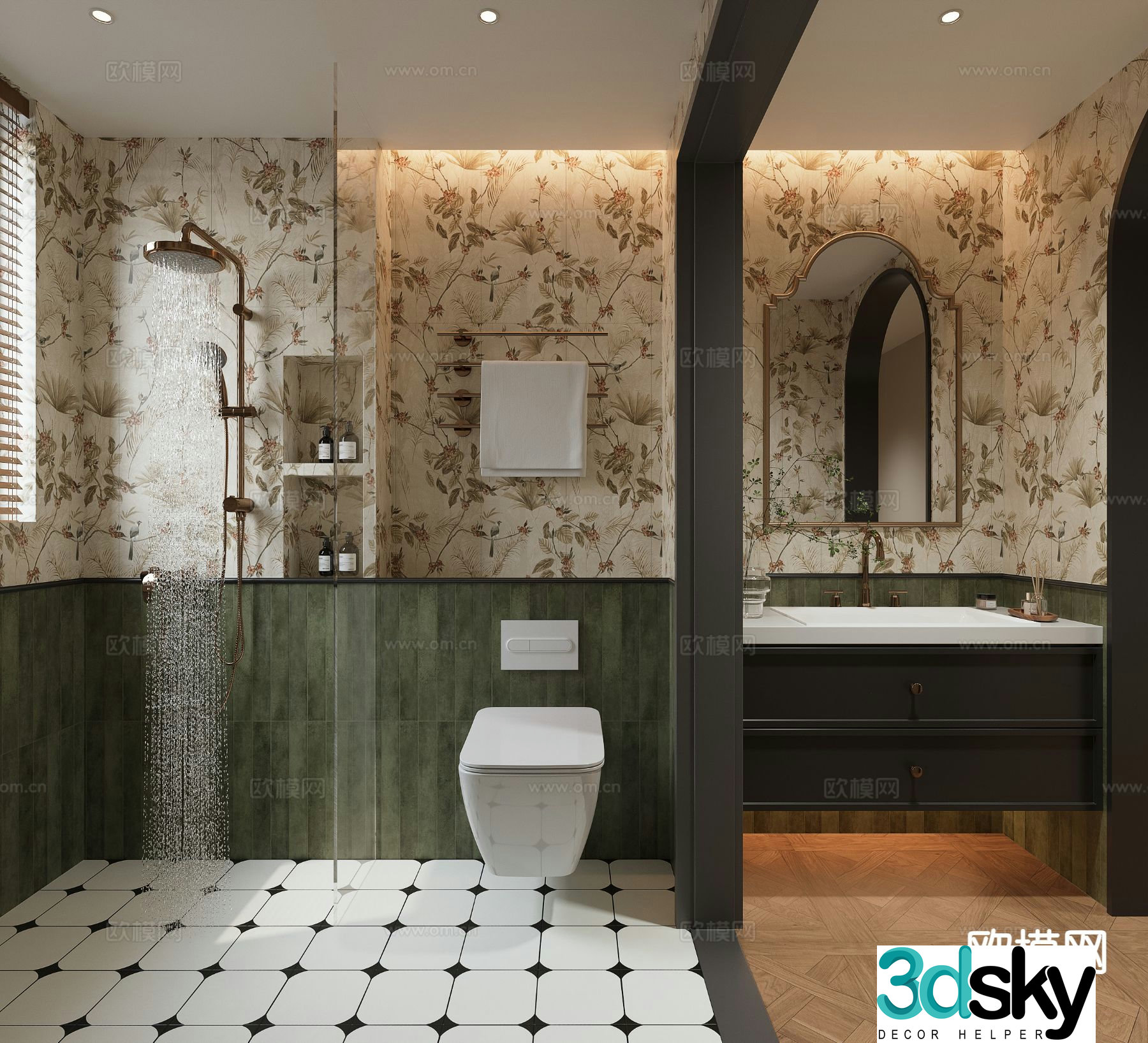 Medieval style retro bathroom bathroom 3d model
