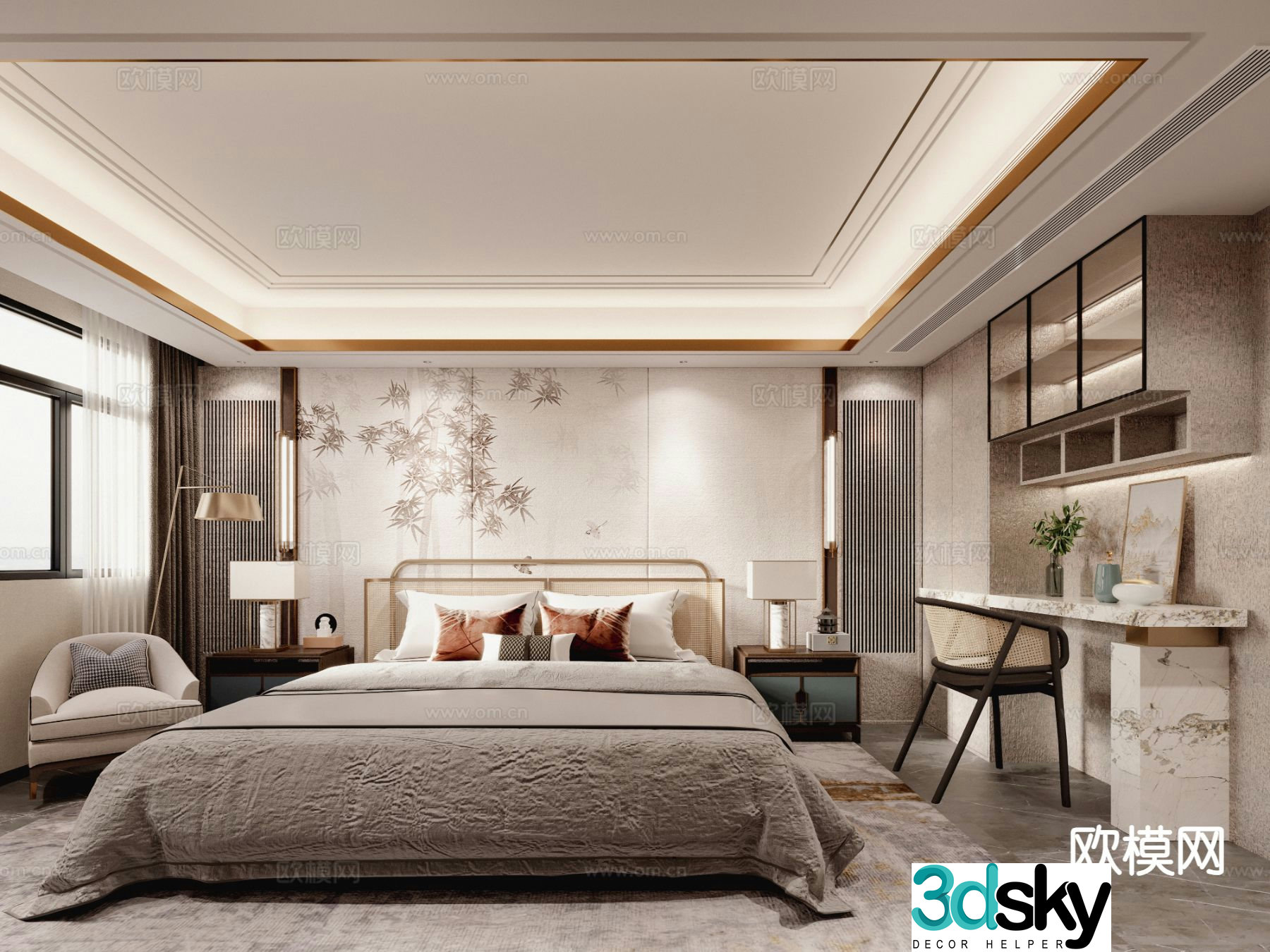 New Chinese style bedroom master bedroom 3d model