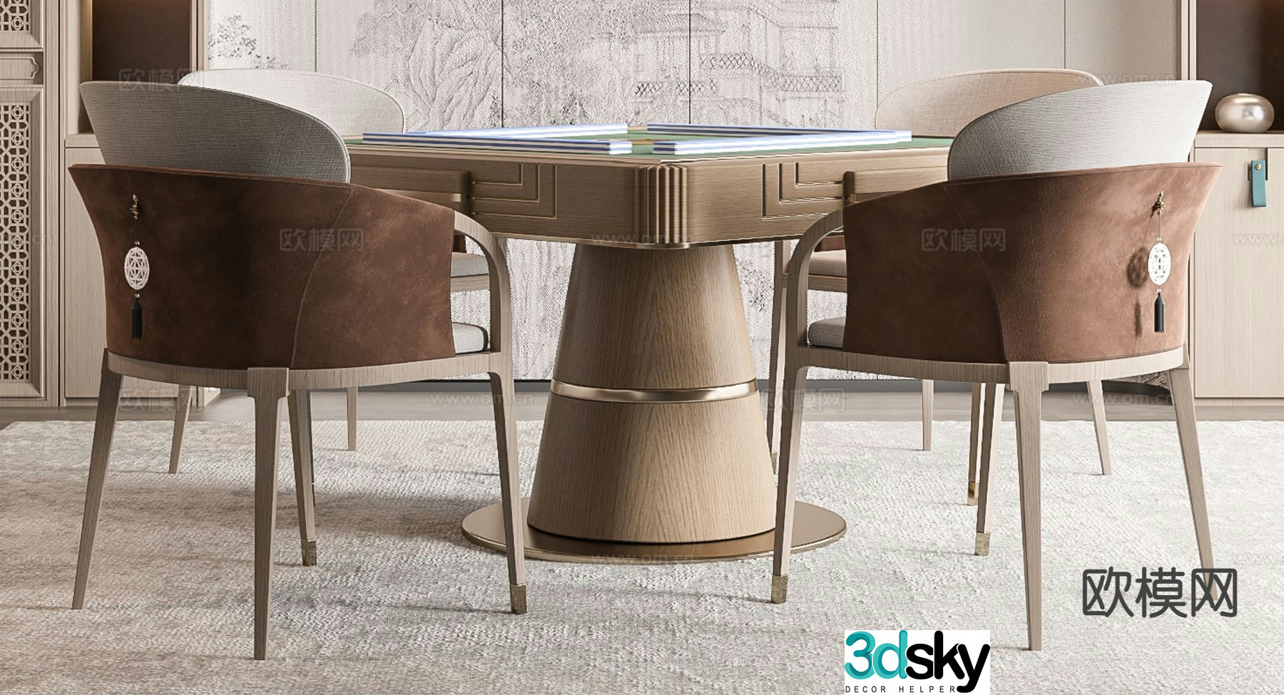 New Chinese style mahjong table 3d model