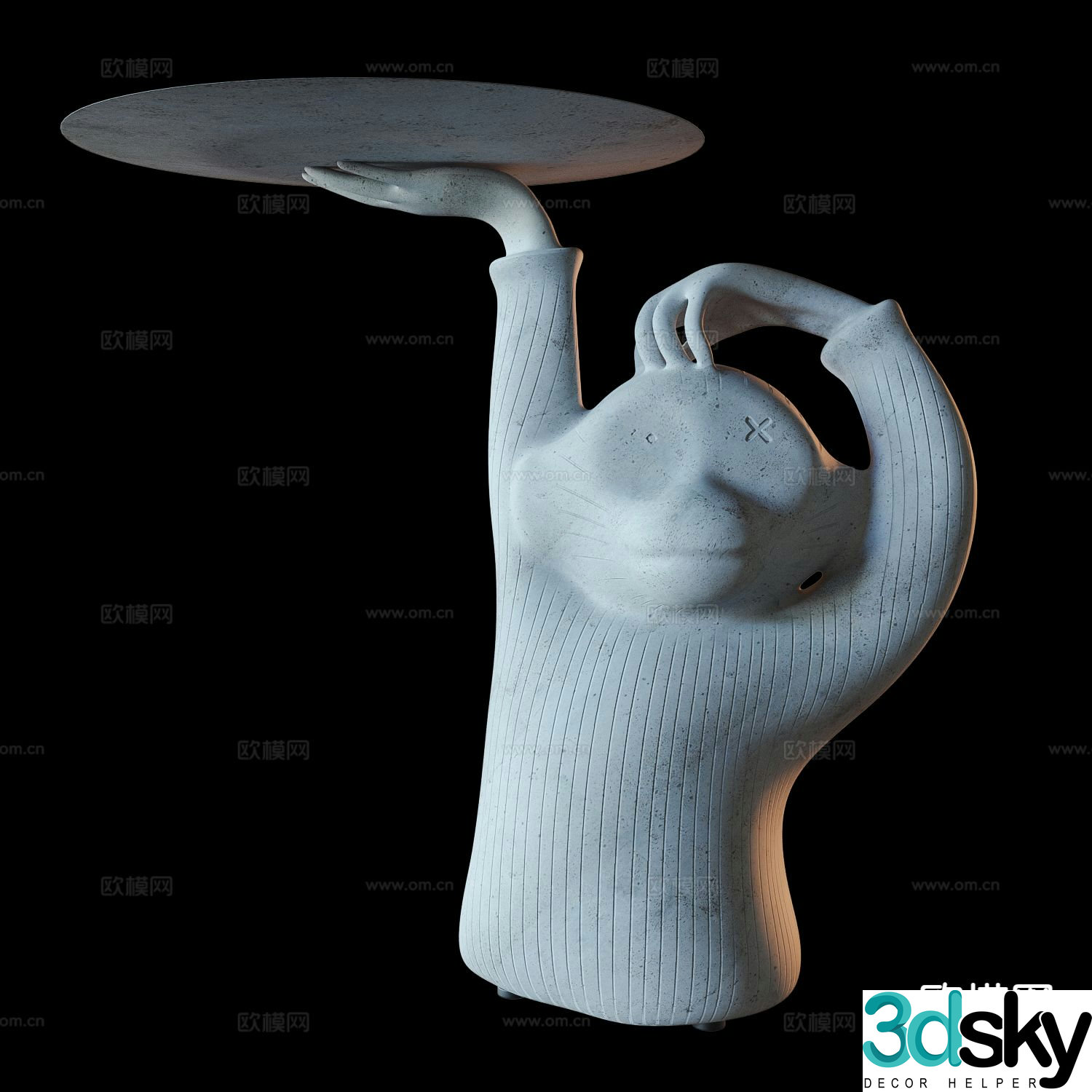monkey ornaments tray sculpture 3d model