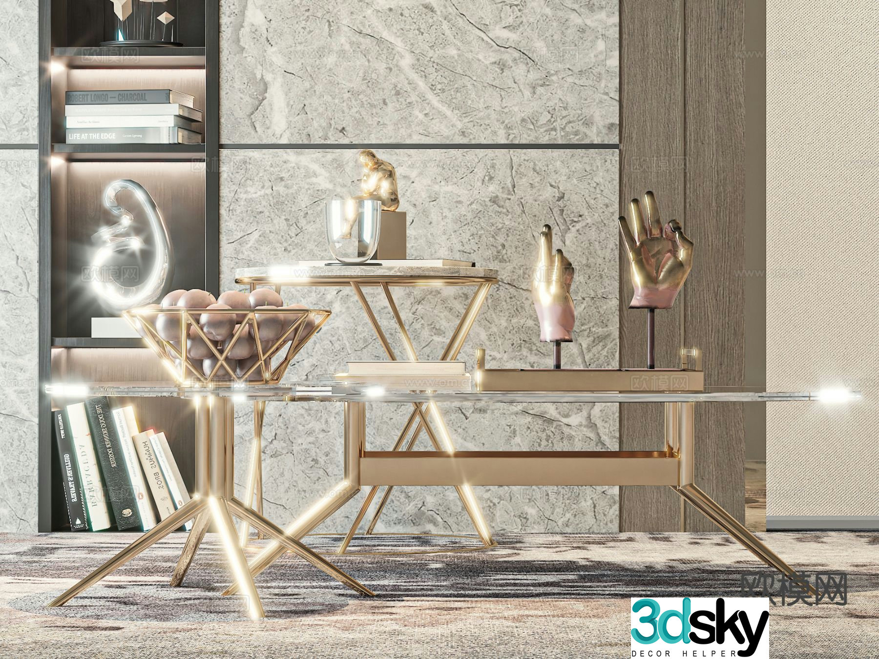 Light luxury coffee table combination coffee table 3D model