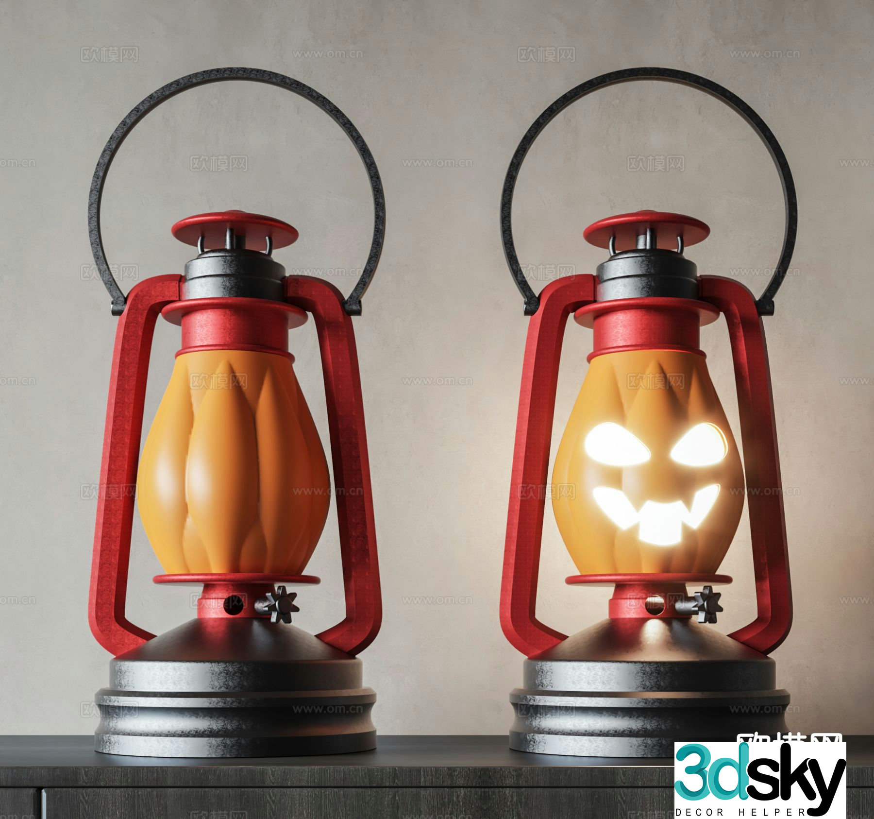 Industrial style halloween table lamp 3d model