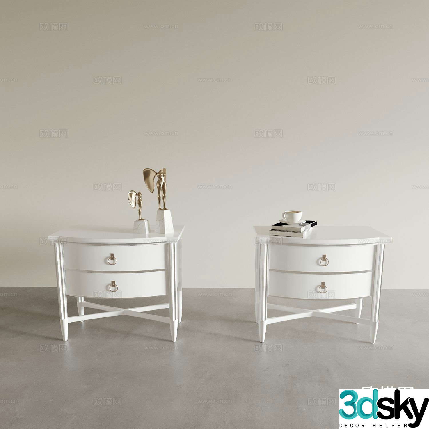 Simple European bedside table 3d model