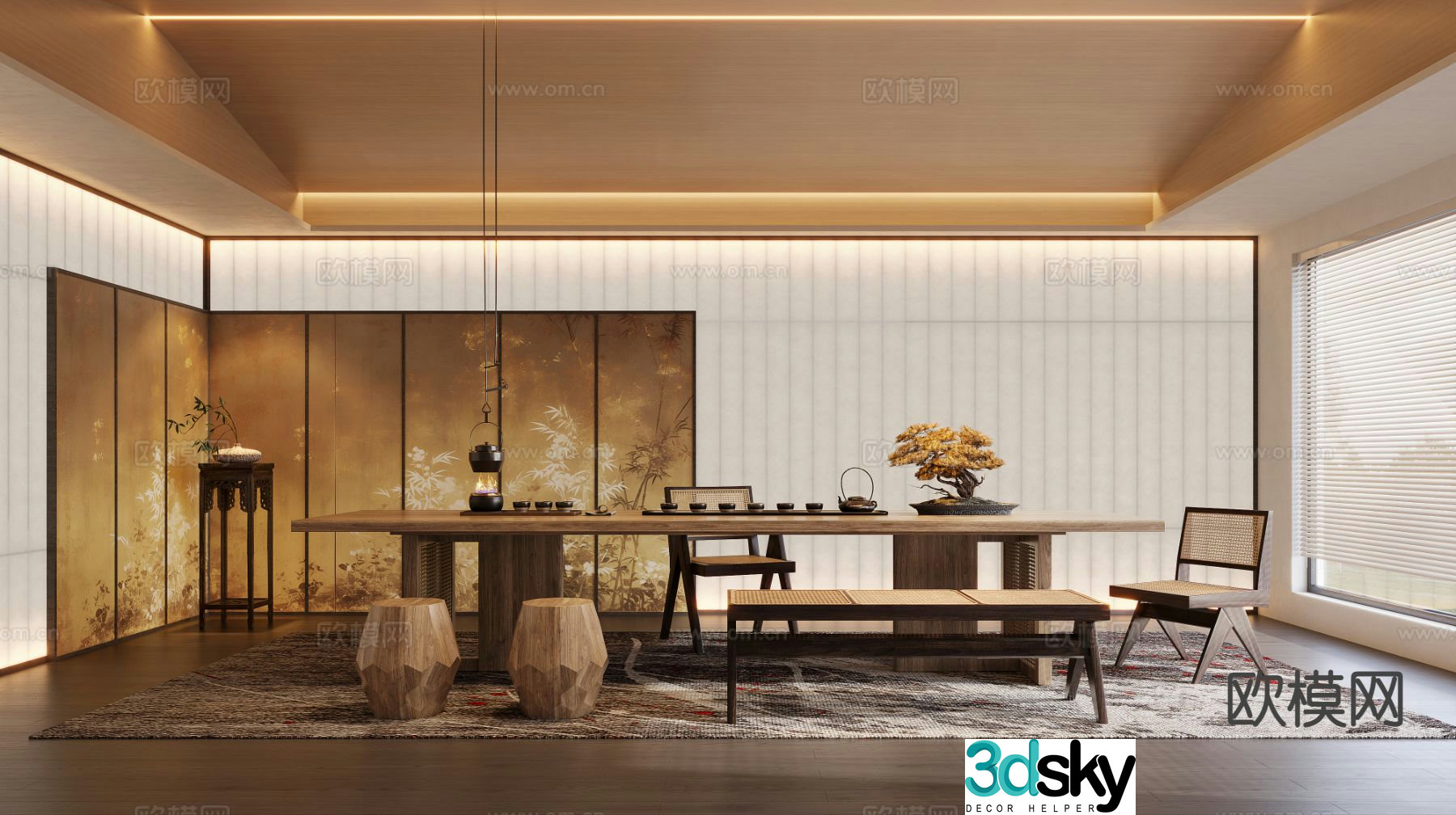 New Chinese tea room 3d model