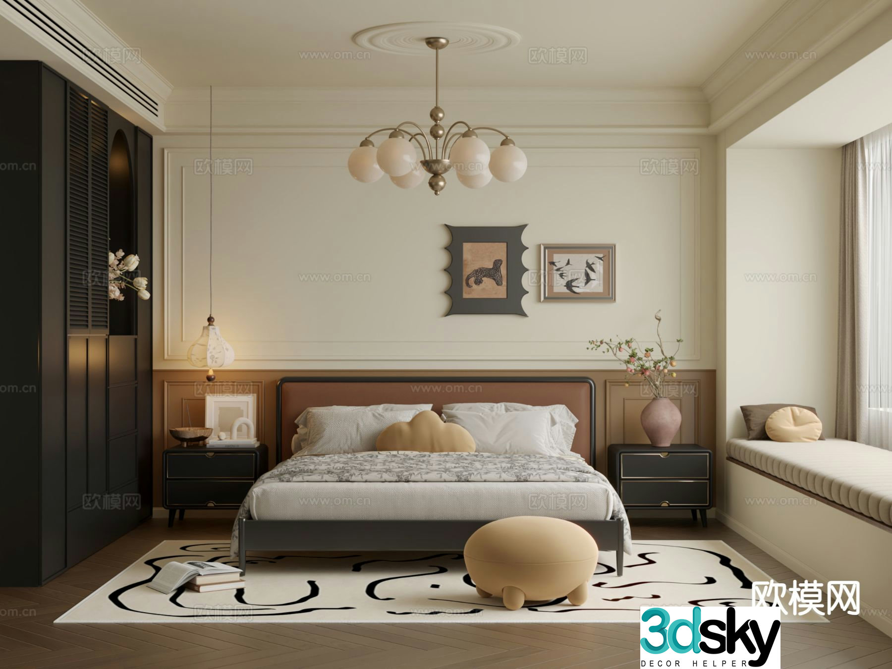 French bedroom master bedroom 3d model