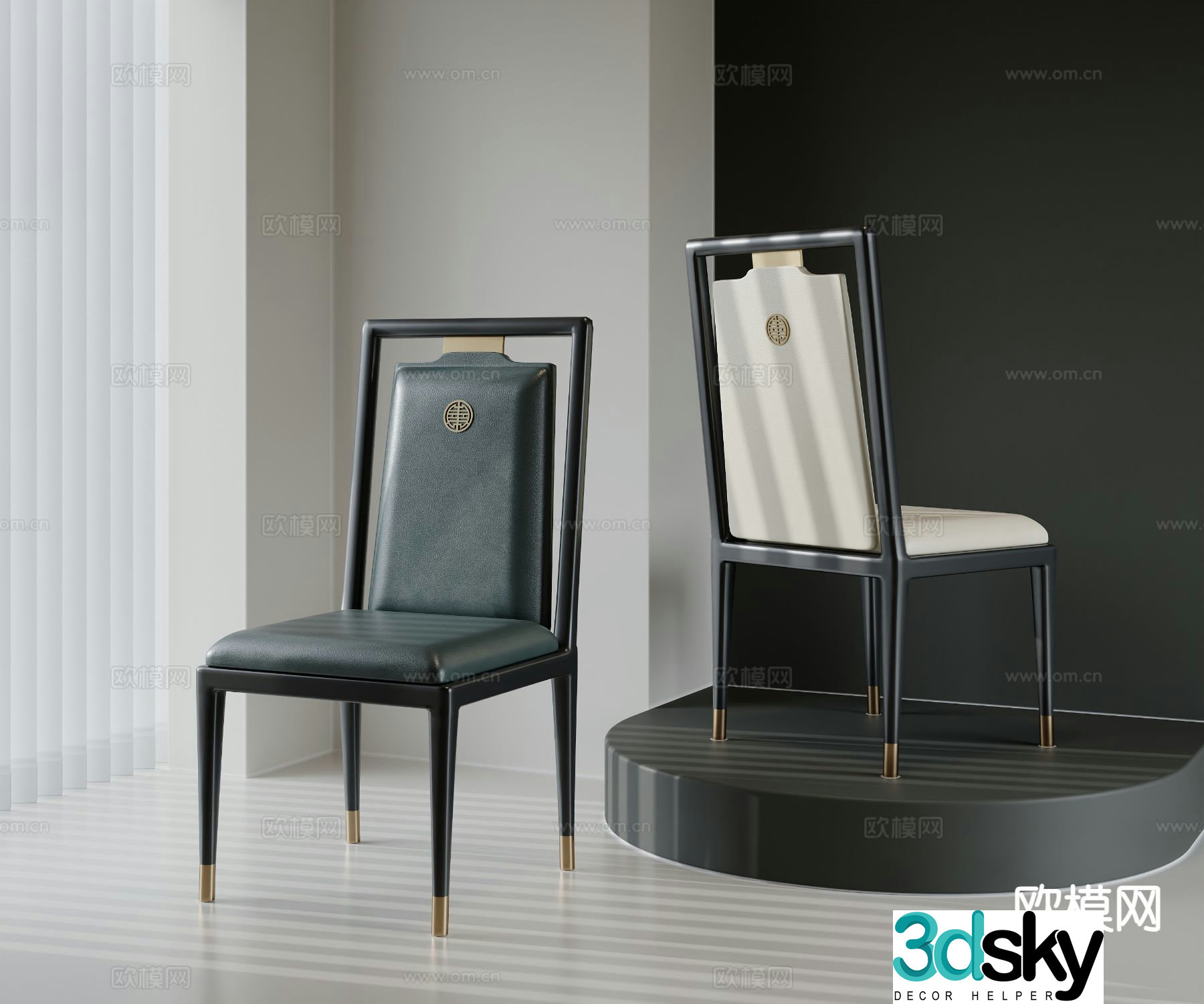 New Chinese dining chair single chair chair 3d model