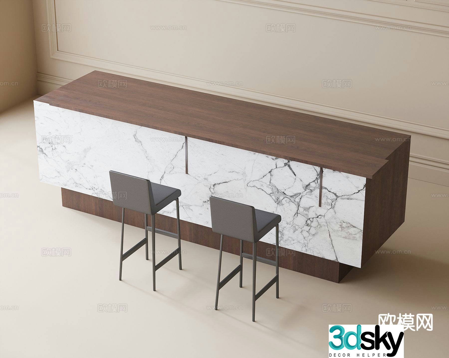 Modern bar island 3d model
