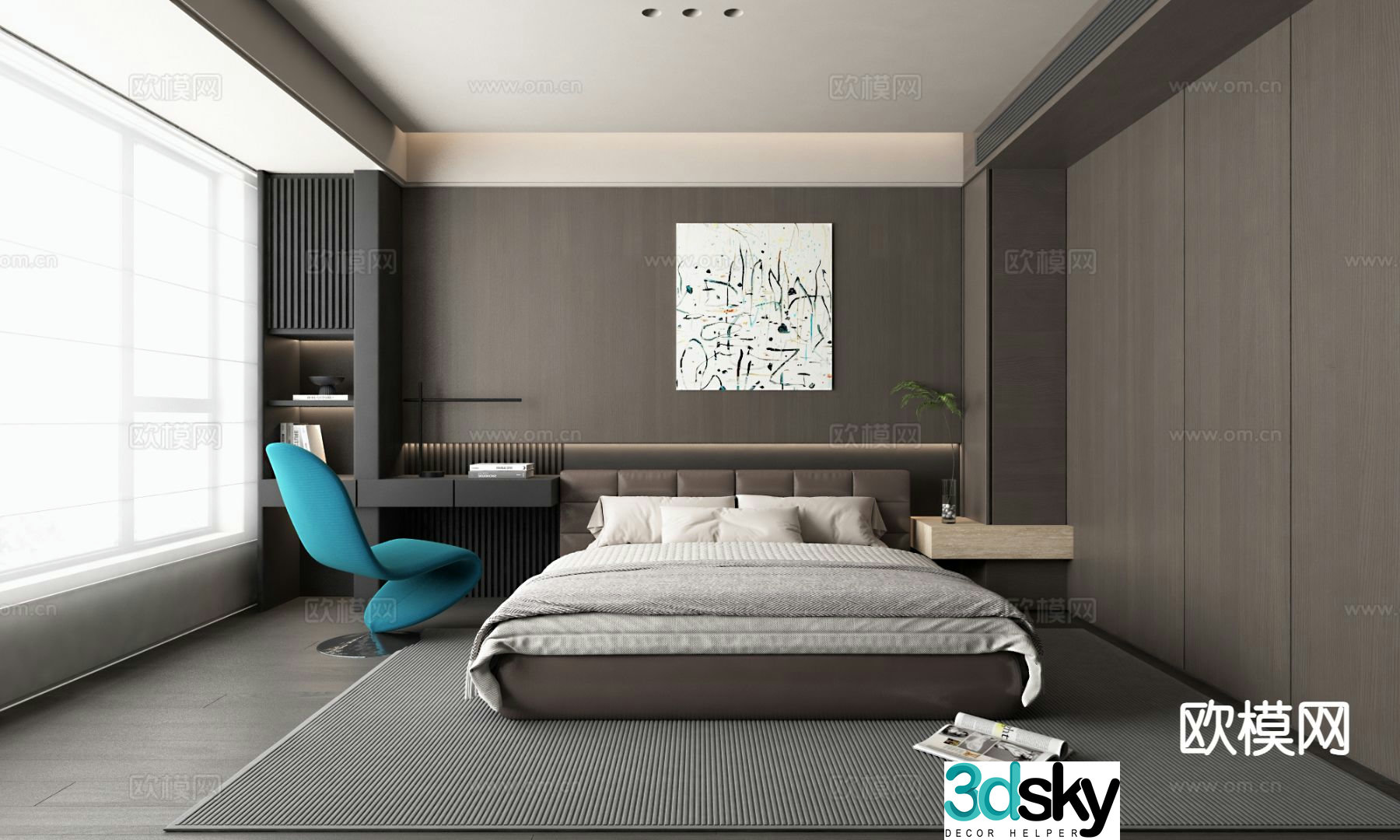 Modern bedroom master bedroom 3d model