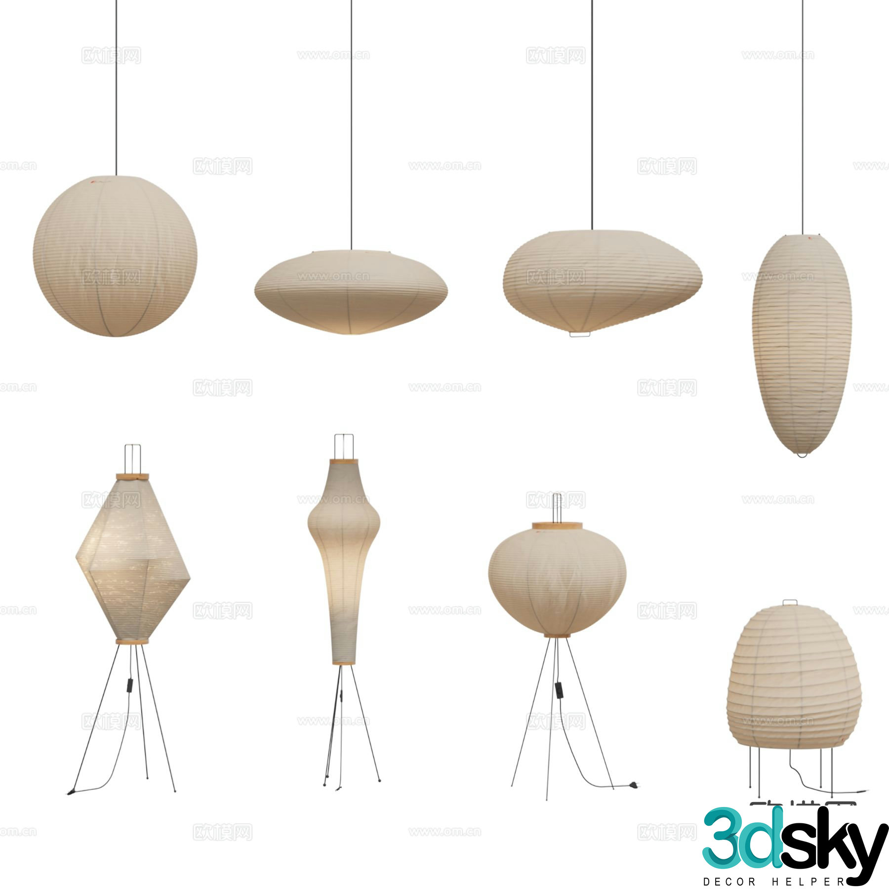 Wabi Sabi art chandelier floor lamp 3d model