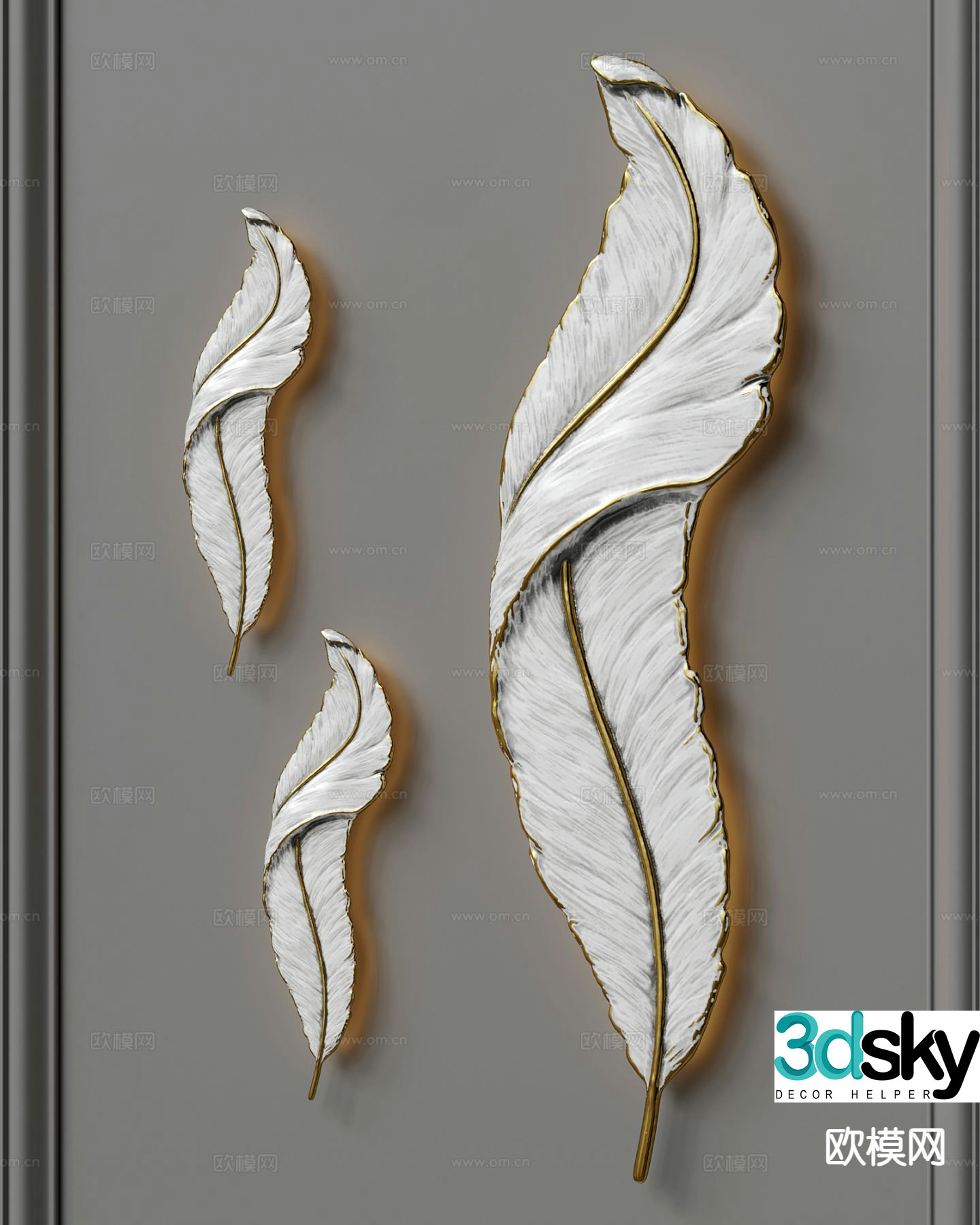 Feather wall light metal wall light 3d model