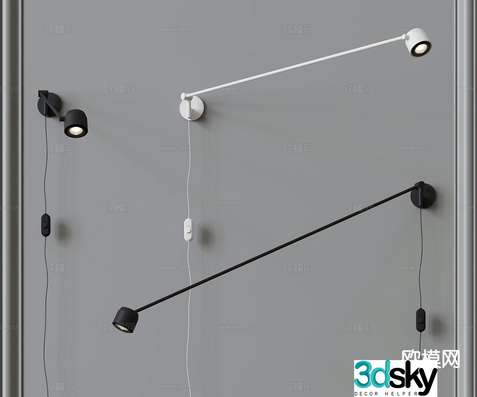 Modern wall light metal wall light rocker wall light 3d model