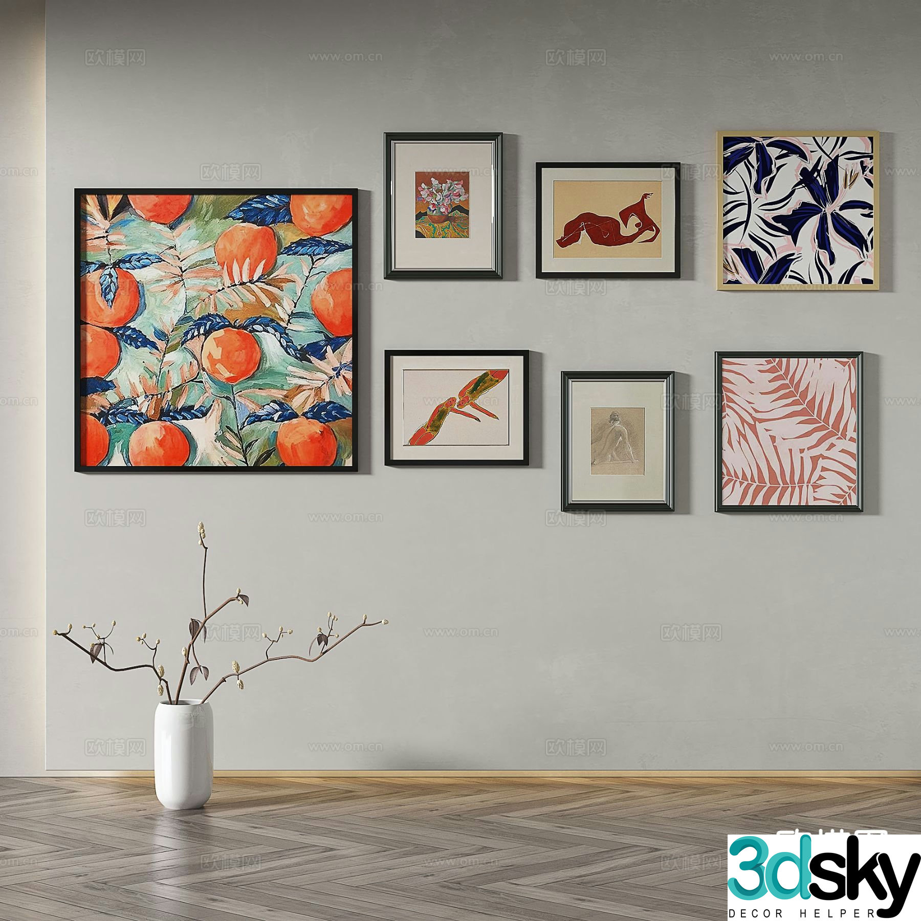 Modern oil painting art painting decorative painting 3d model