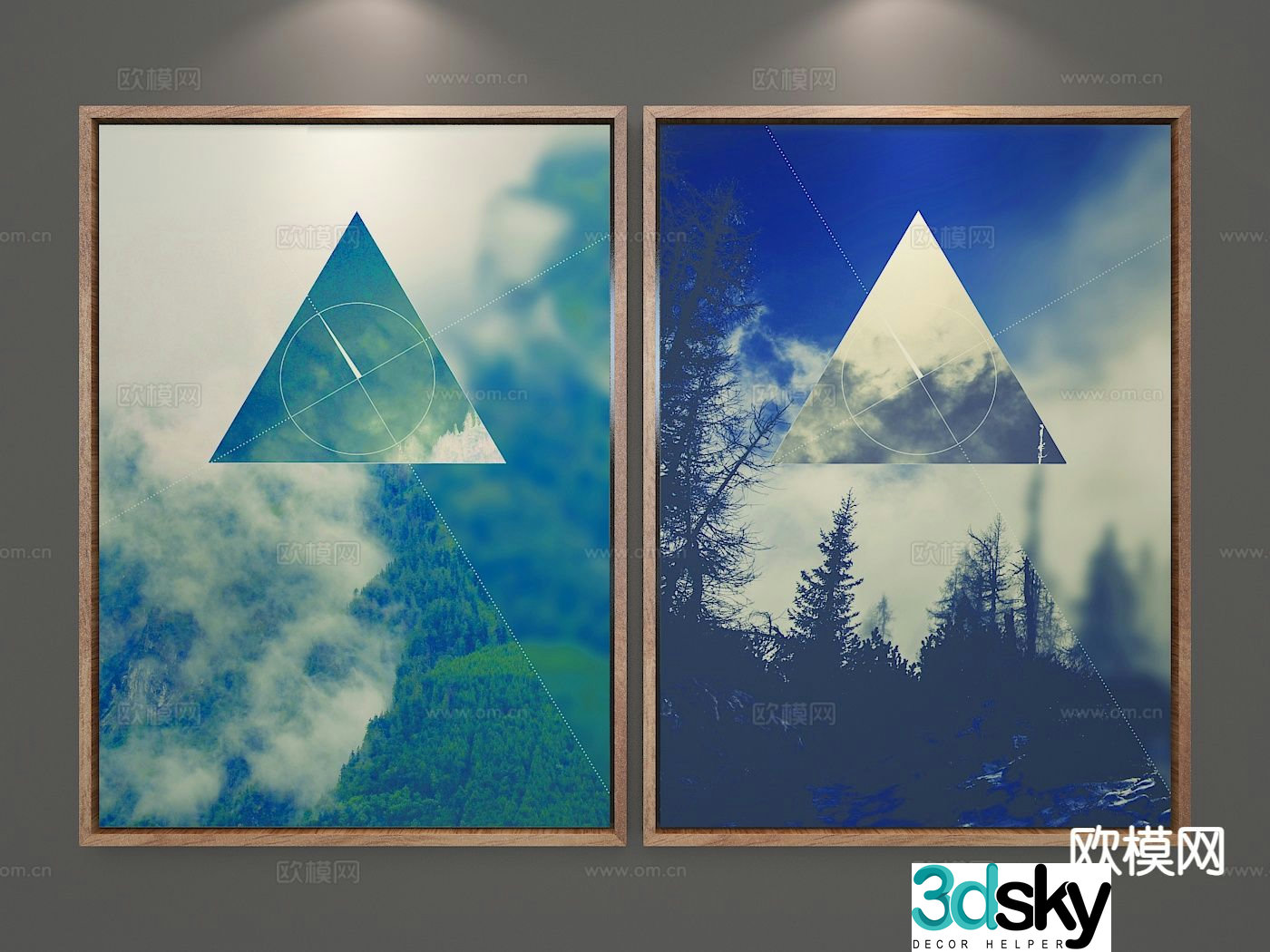 Modern oil painting landscape painting decorative painting 3d model