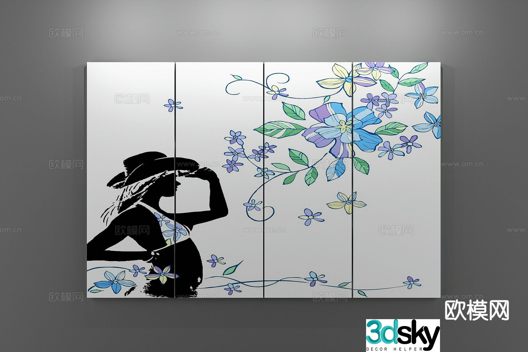 Nordic decorative painting figure painting hanging painting 3D model