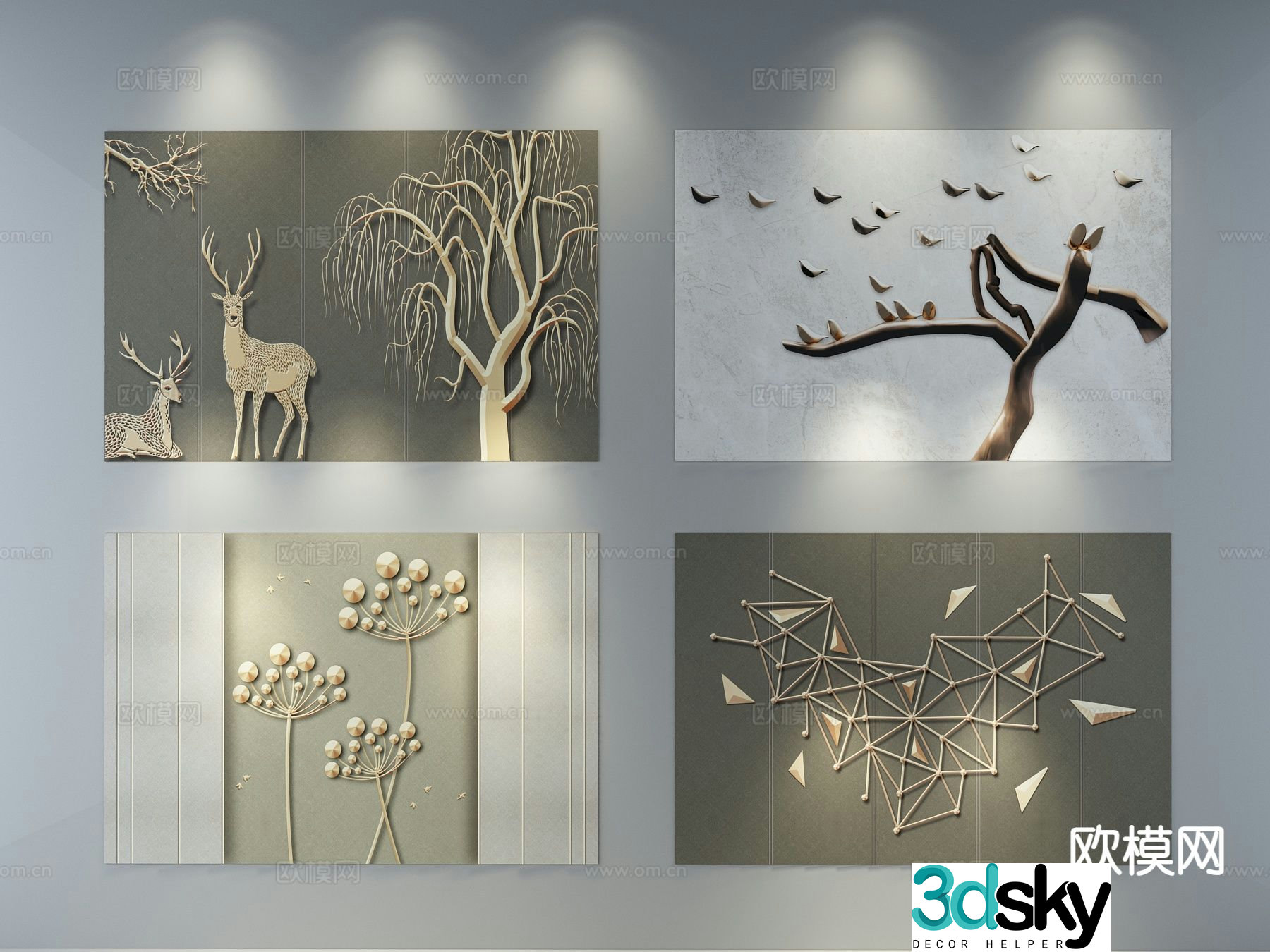 Modern simple hanging painting decorative painting wall painting 3D model