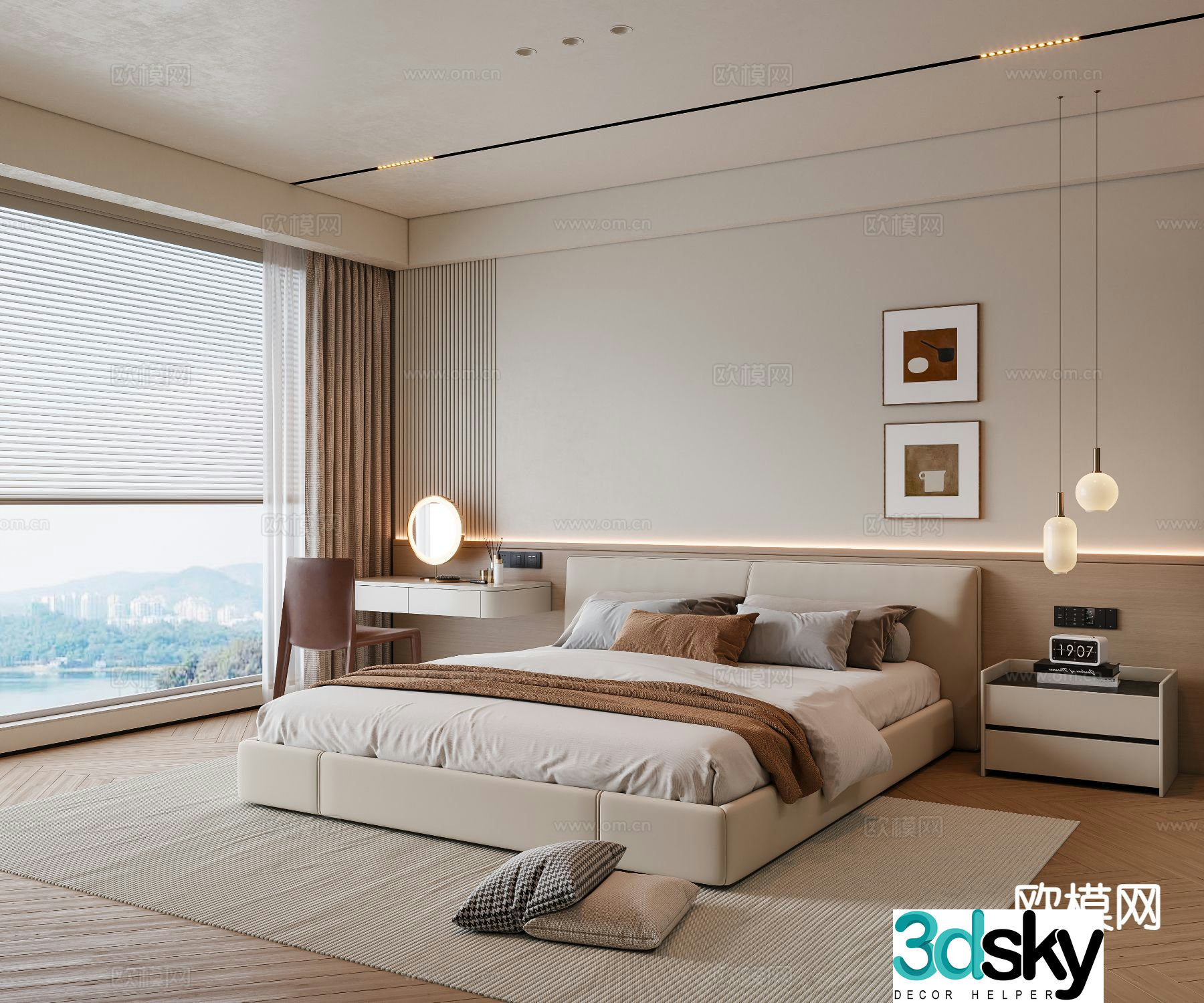 Cream style bedroom master bedroom 3d model