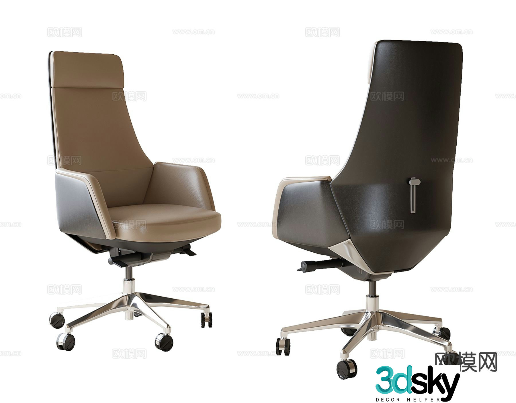 Leather office chair boss chair swivel chair 3d model