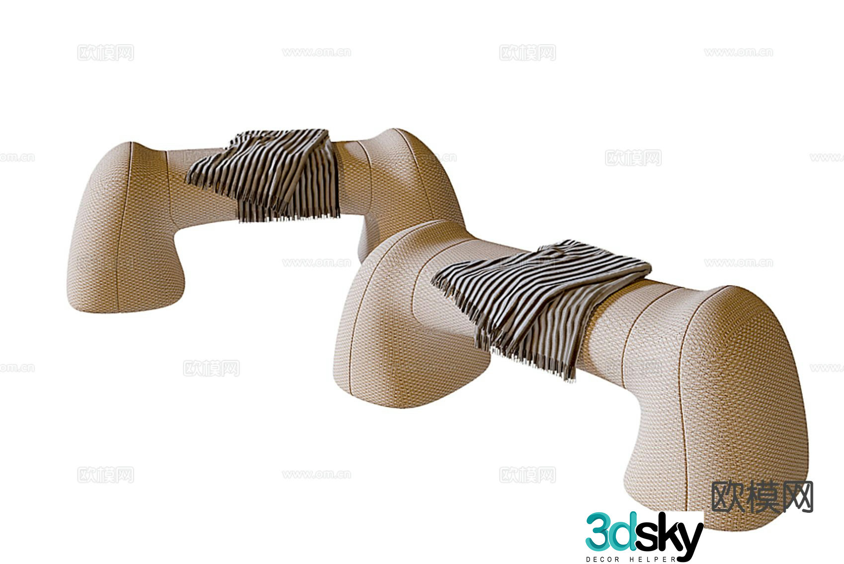 Modern stool sofa stool low stool 3d model