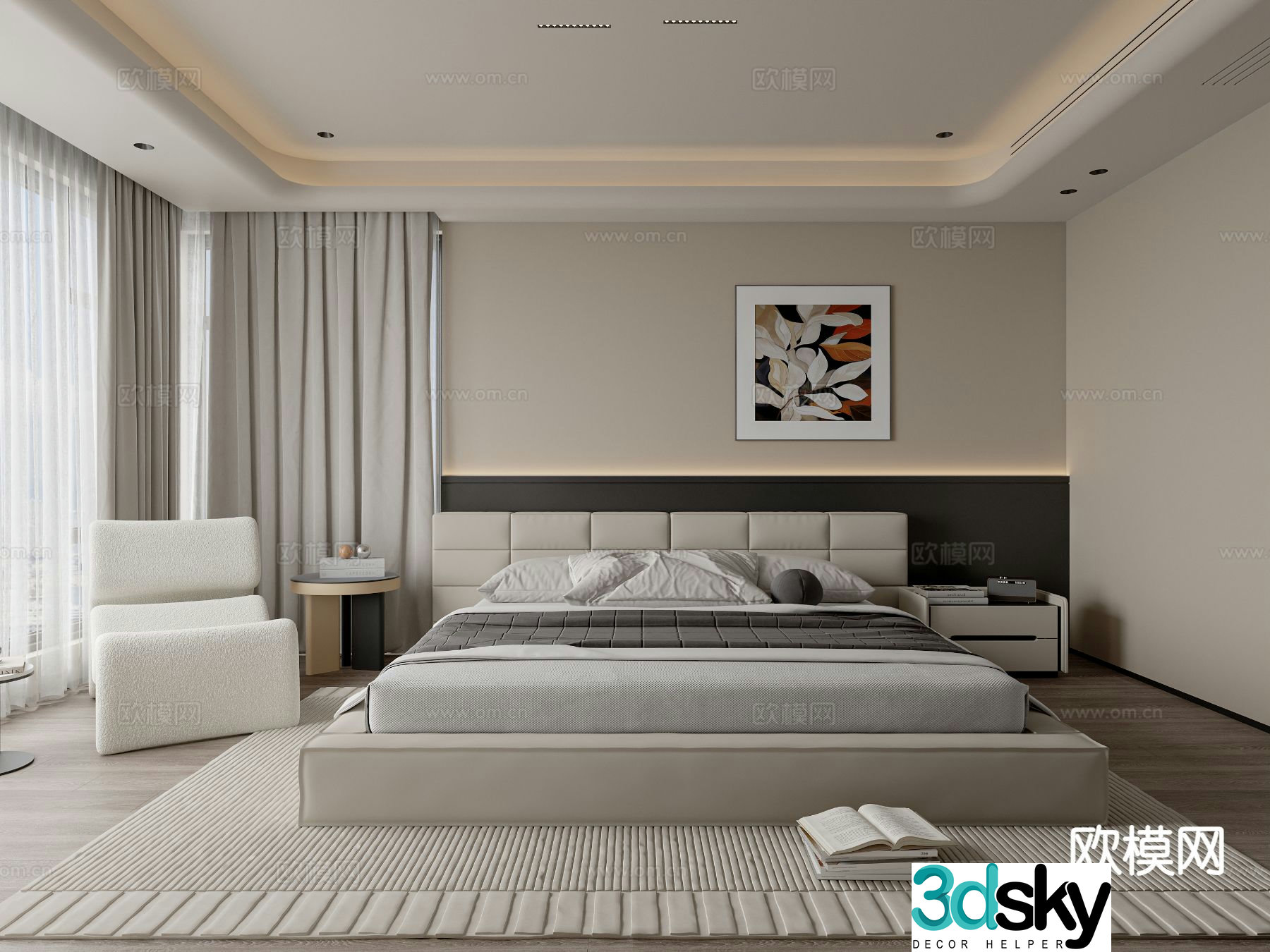 Modern bedroom master bedroom 3d model