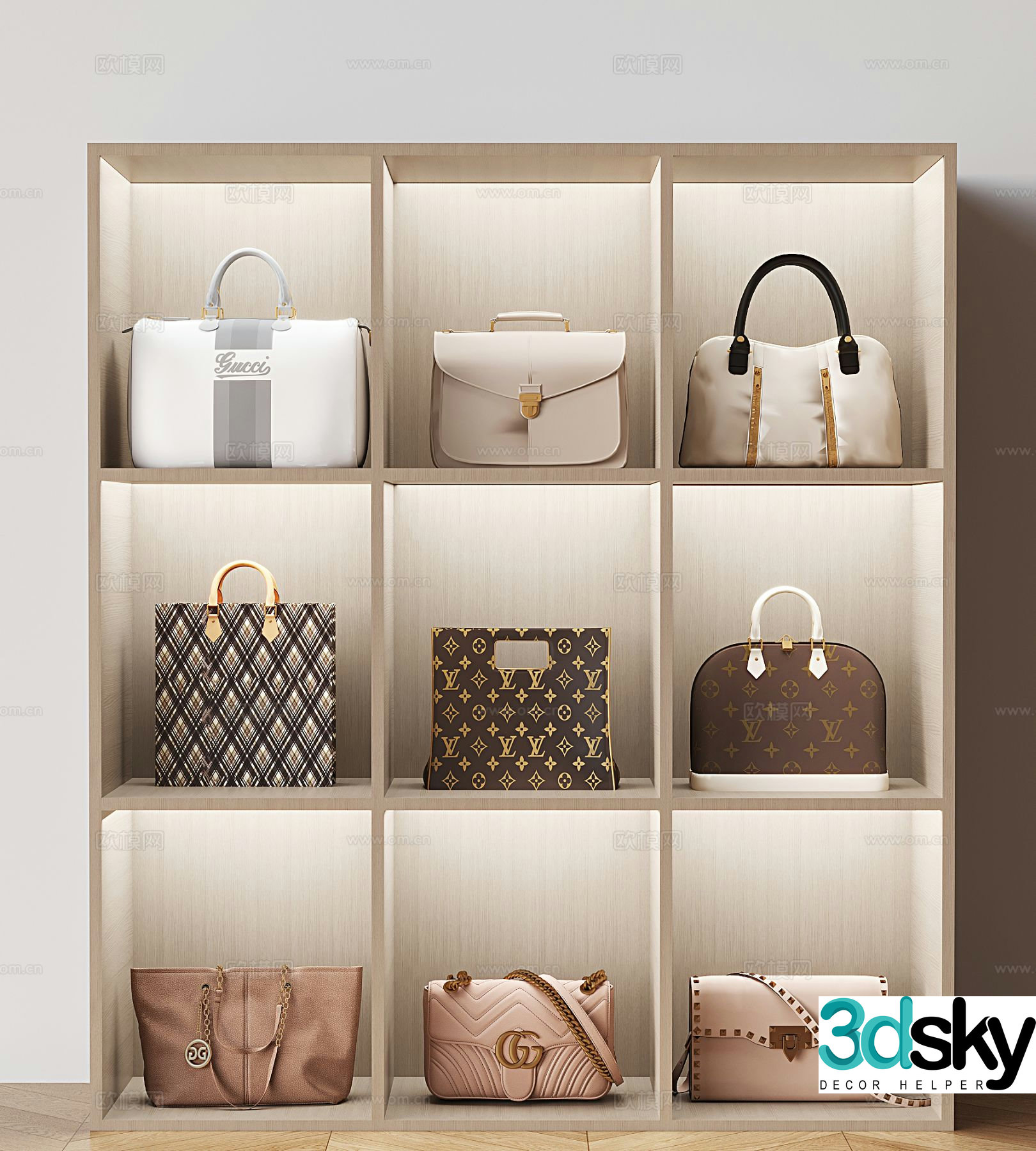Luxury bag handbag leather bag 3d model