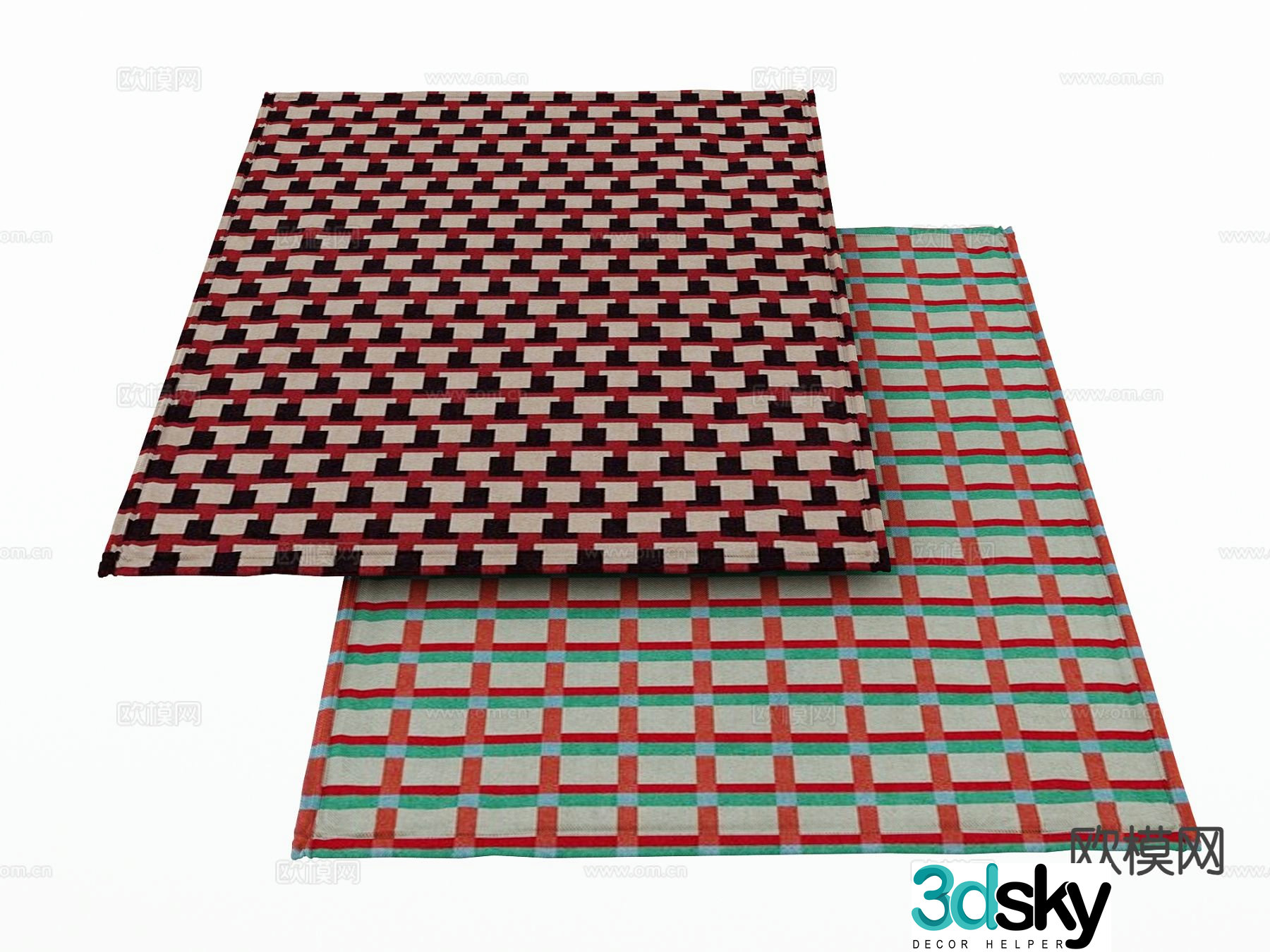 Modern carpet square rug 3d model