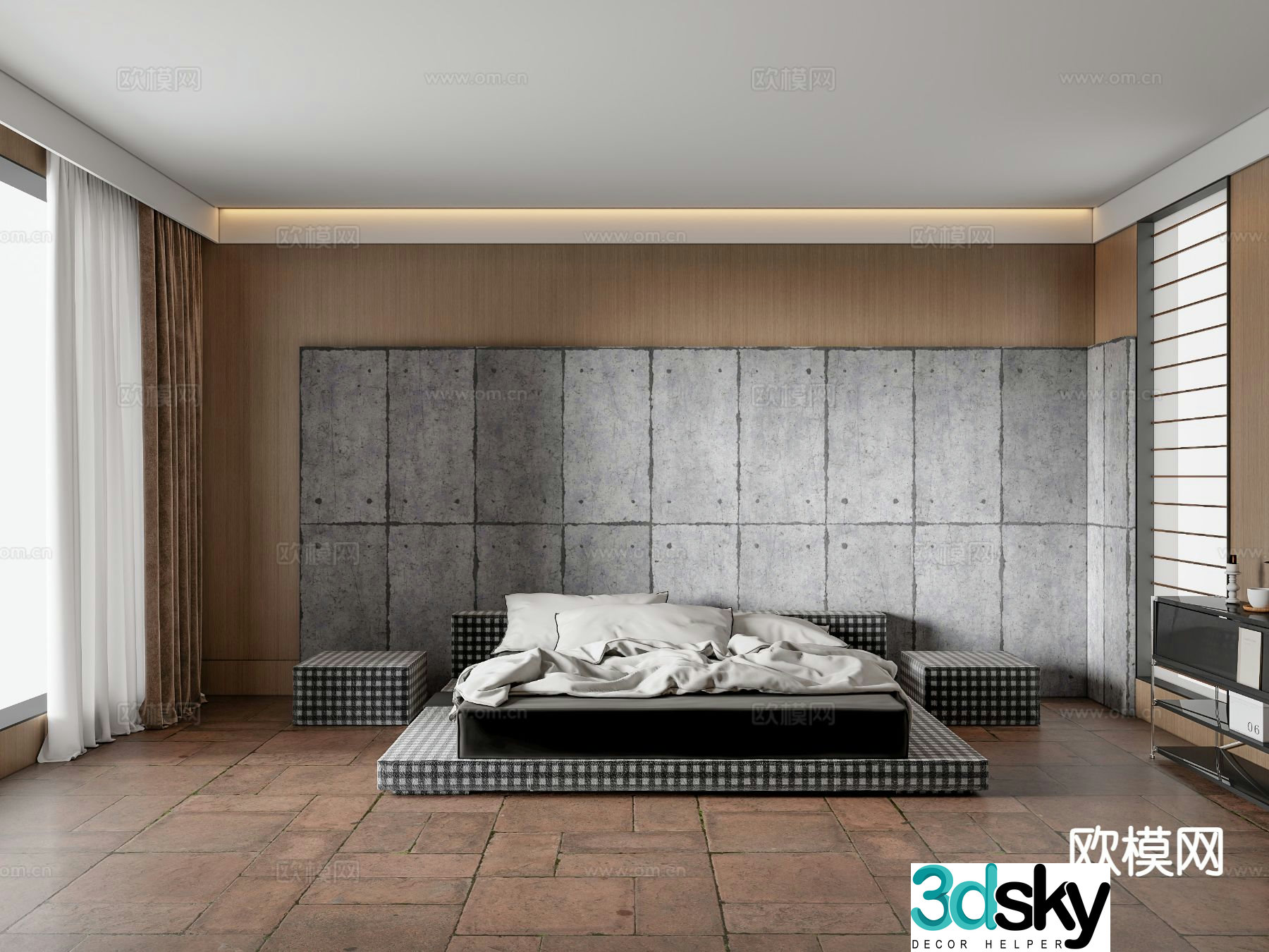 Modern minimalist bedroom master bedroom 3d model