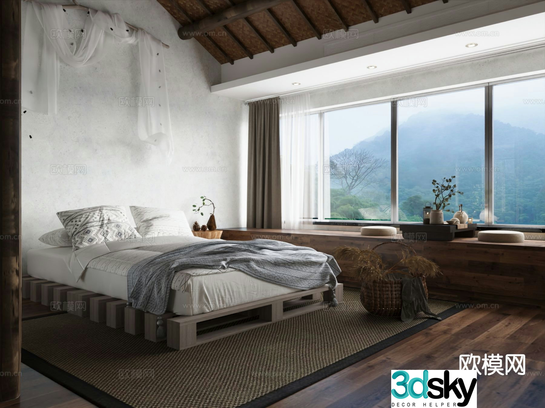 Wabi Sabi B&B Bedroom Guest Room 3D Model