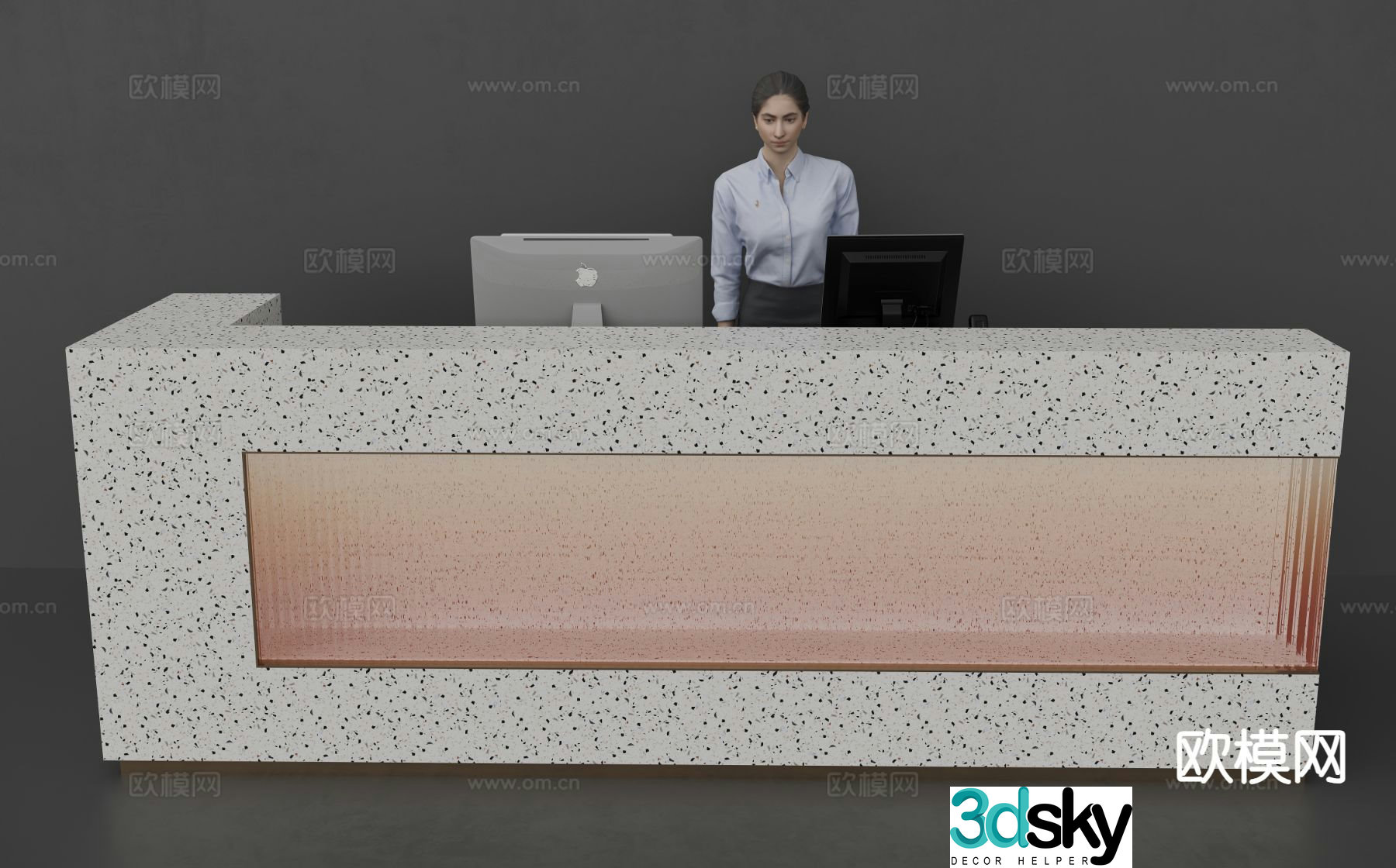 Modern front desk reception desk service desk 3d model