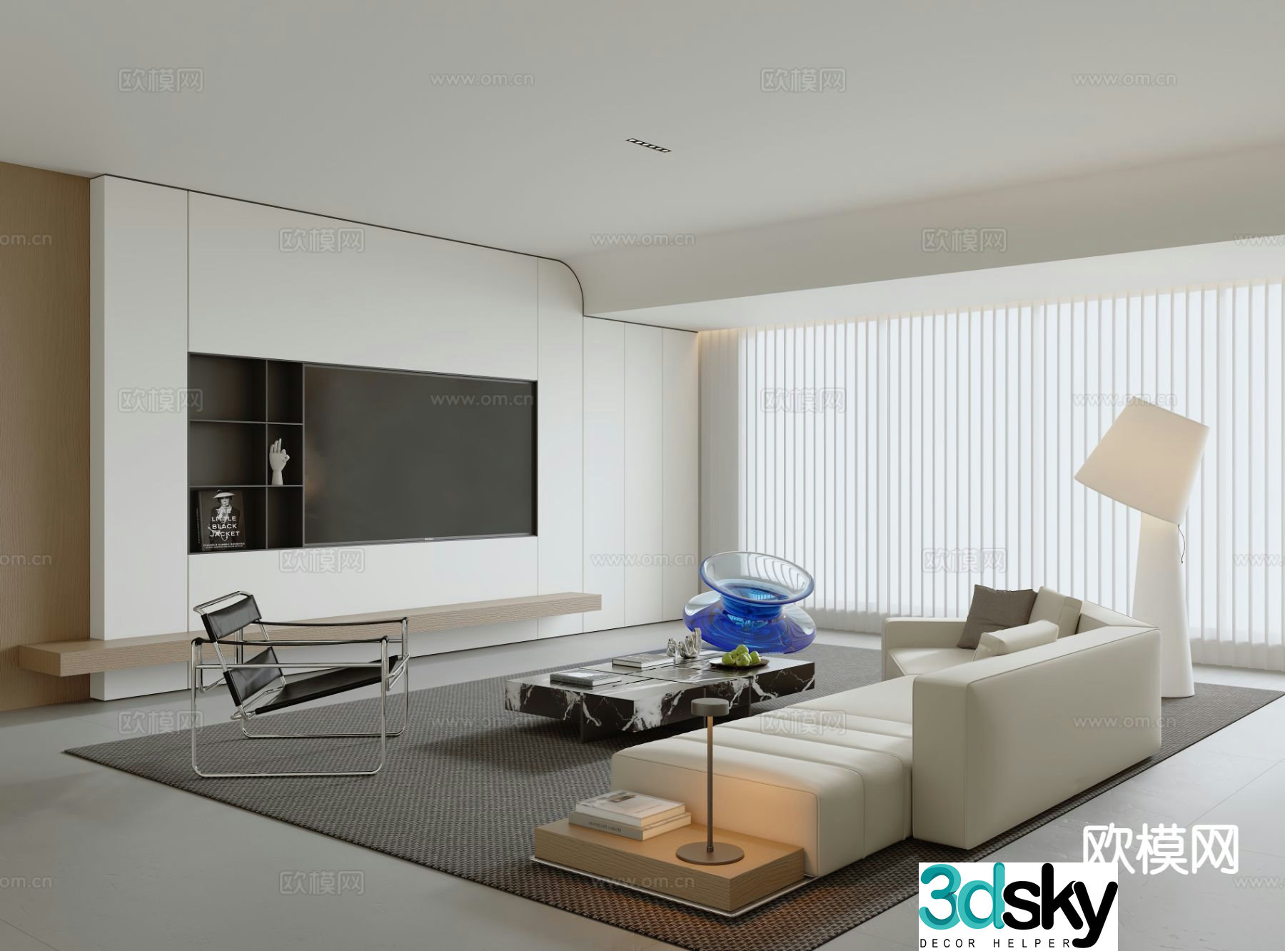 Modern minimalist living room 3d model