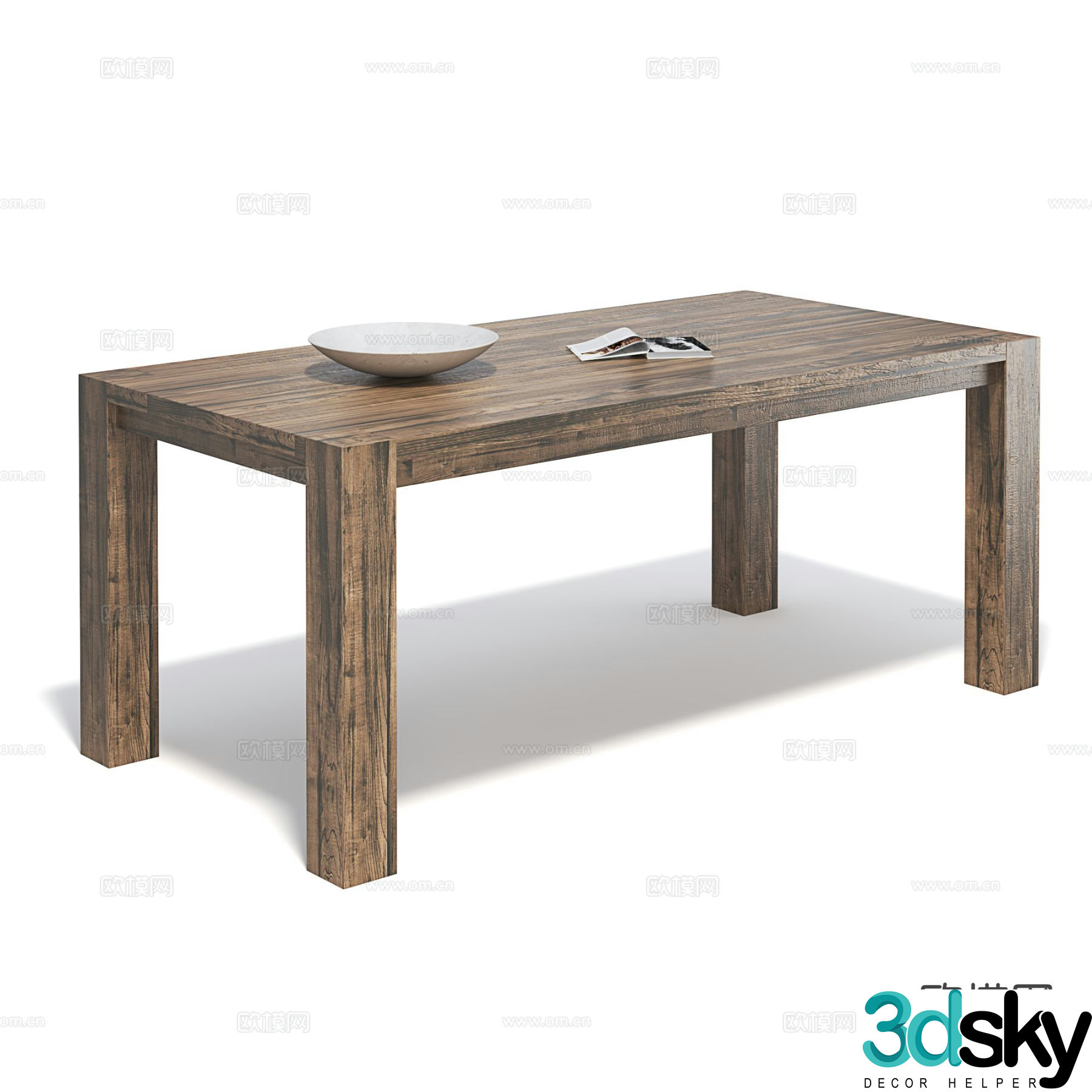 Wabi-sabi dining table square dining table 3d model