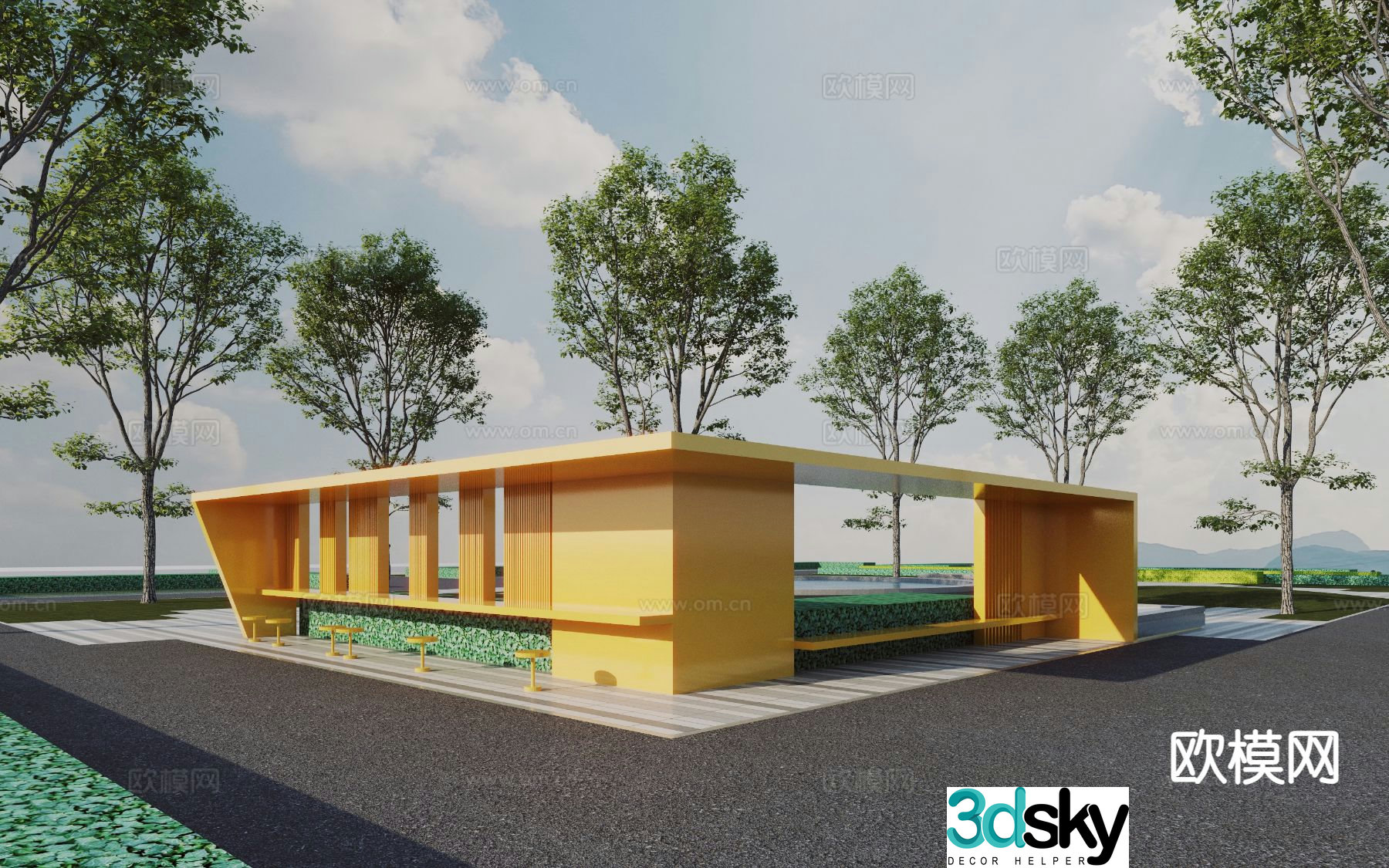 Modern landscape sketch leisure gallery 3D model
