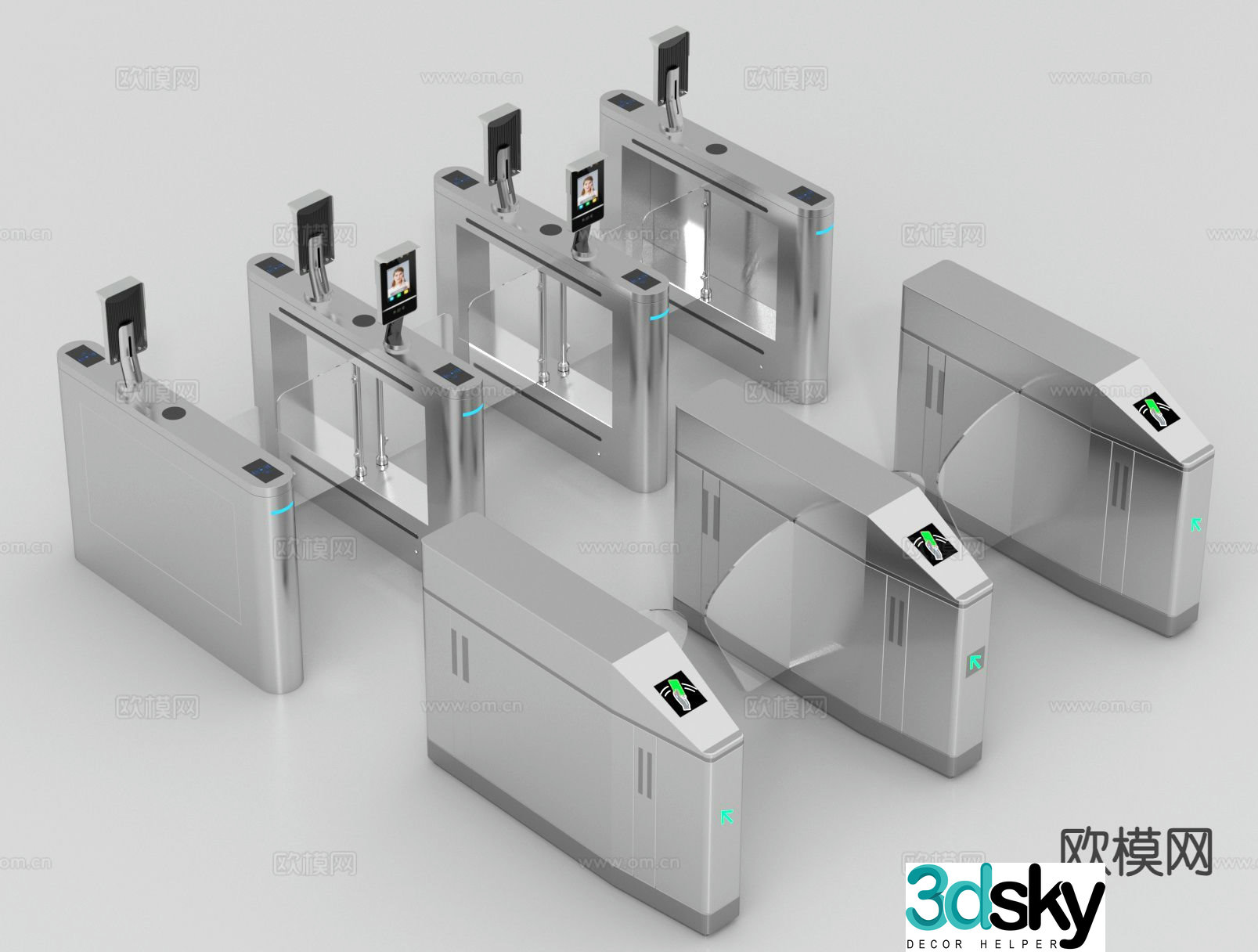 Security gate, access control machine, ticket gate, swing gate, induction door 3D model