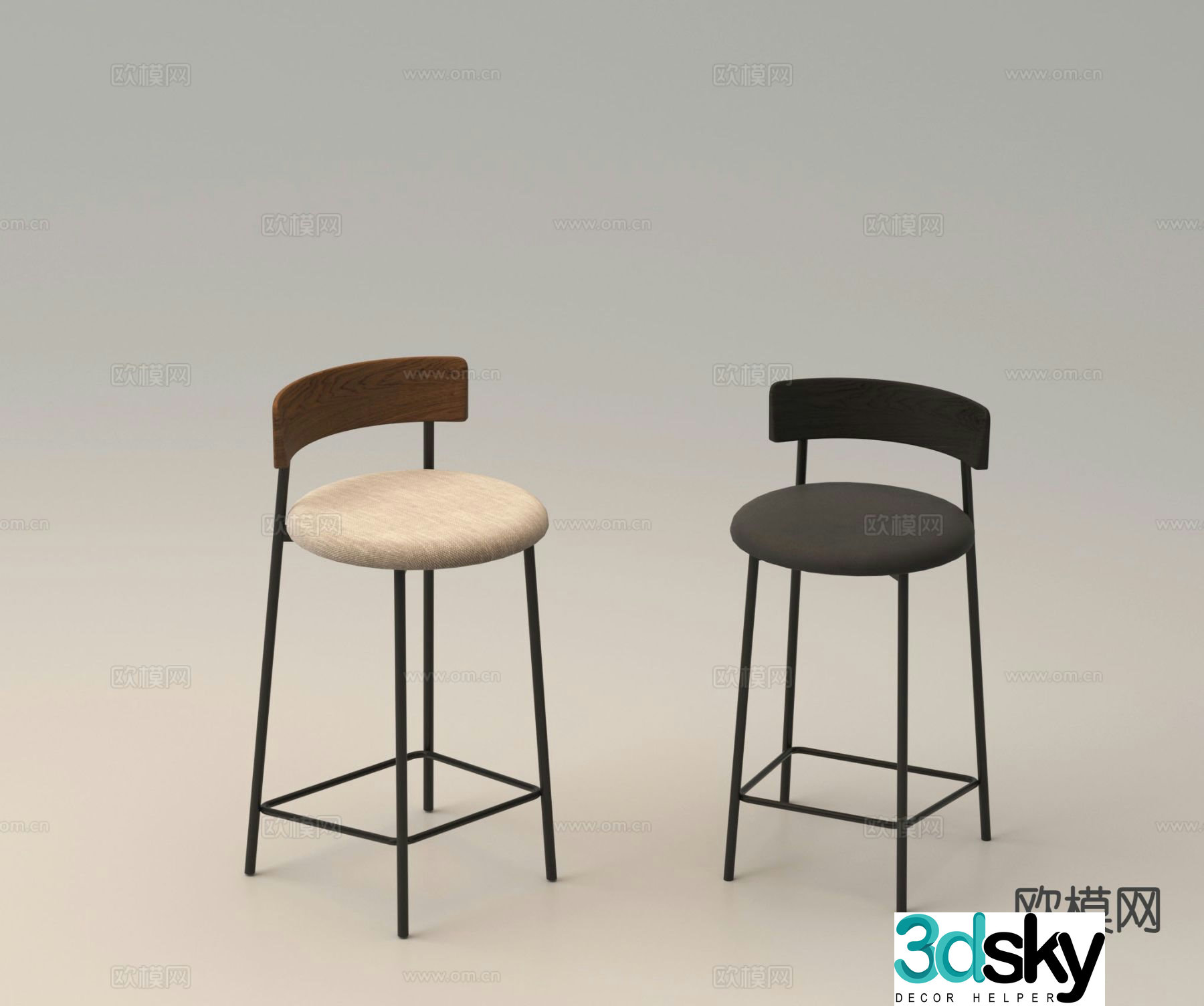 Modern bar stool bar stool high stool high chair 3d model