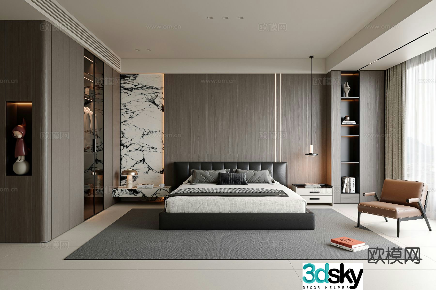 Italian style bedroom master bedroom 3d model