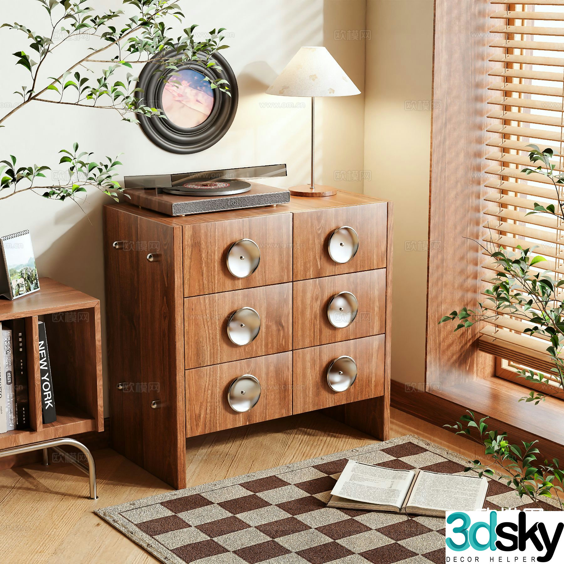 Log style cupboard shoe cabinet 3d model