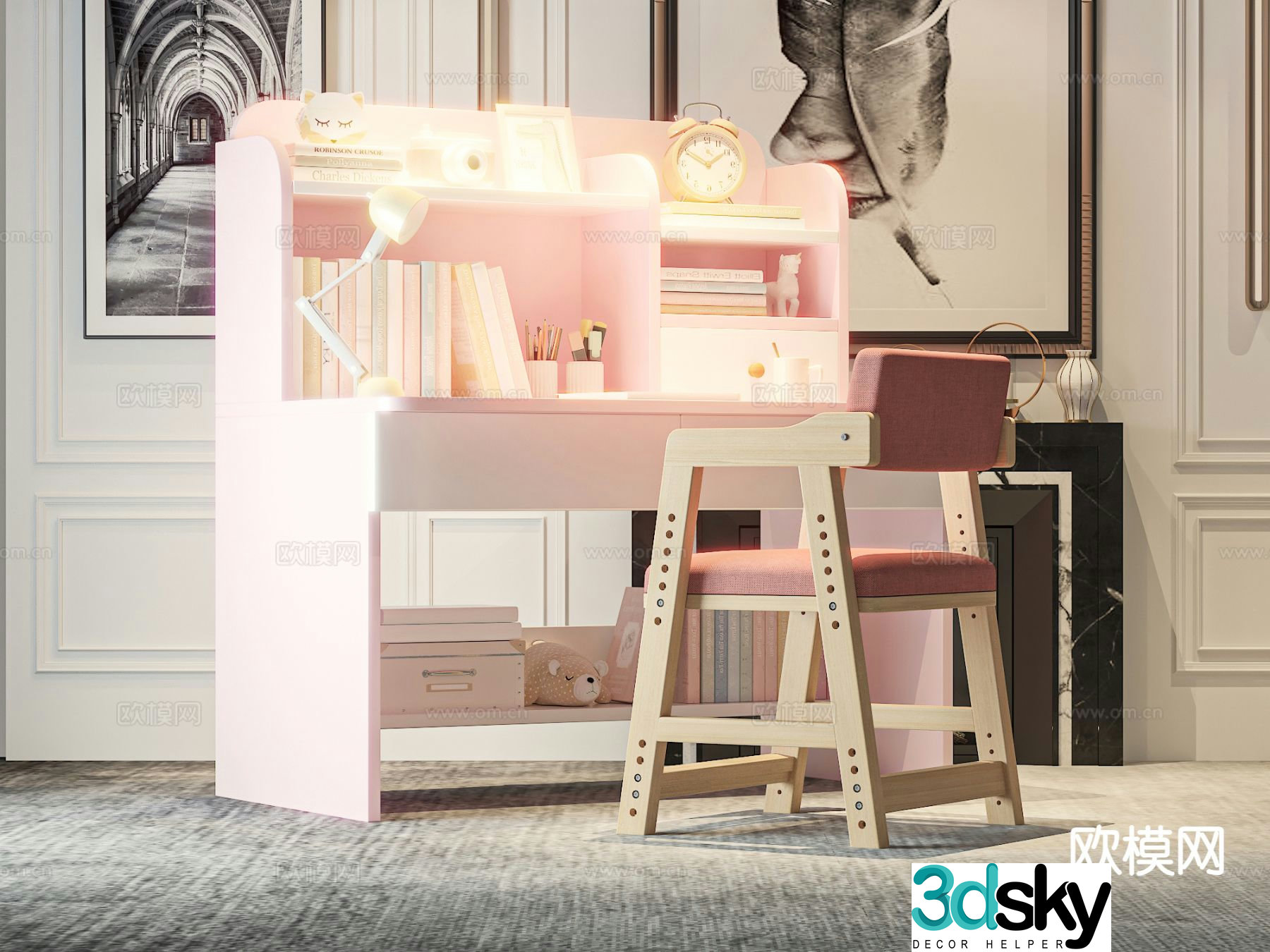 Children’s desk study table 3d model